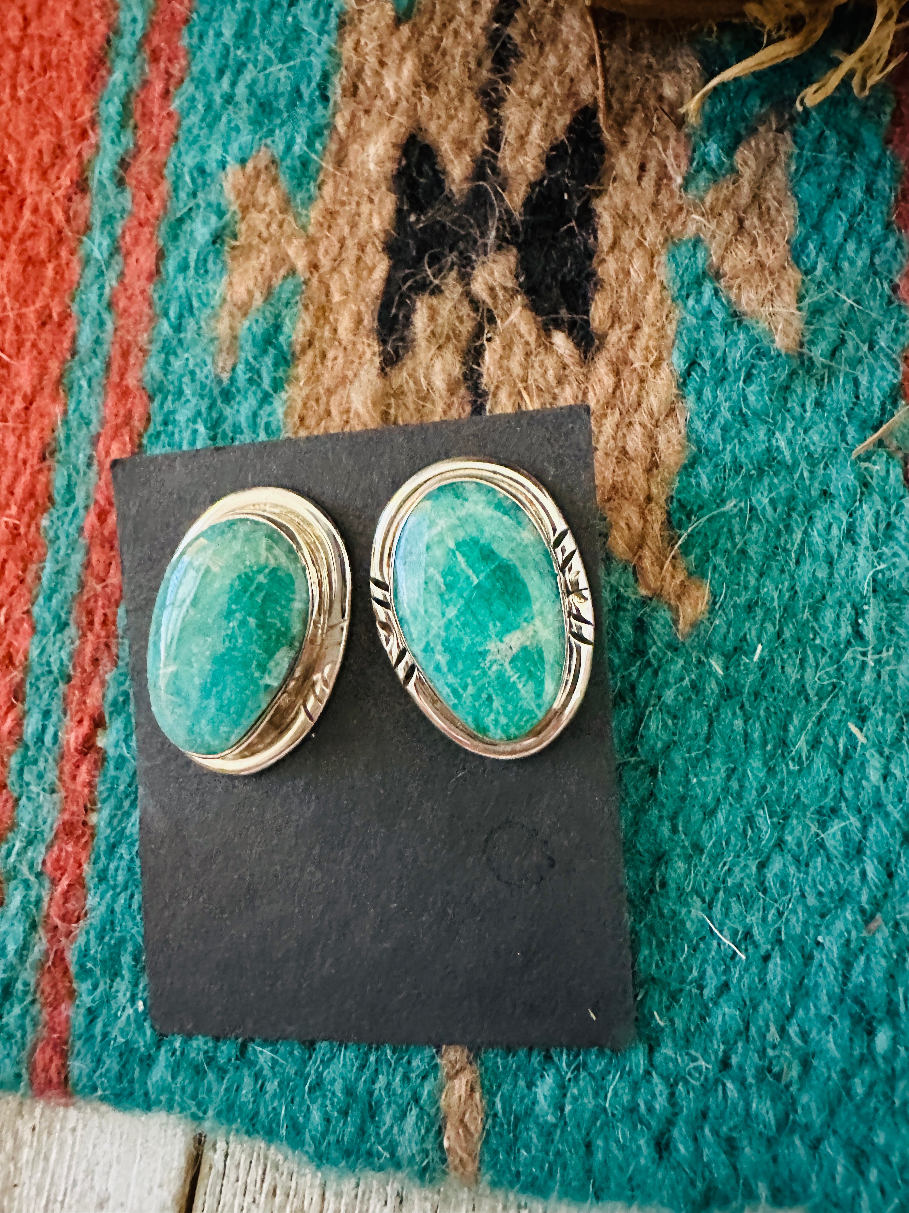 Navajo Turquoise & Sterling Silver Post Earrings