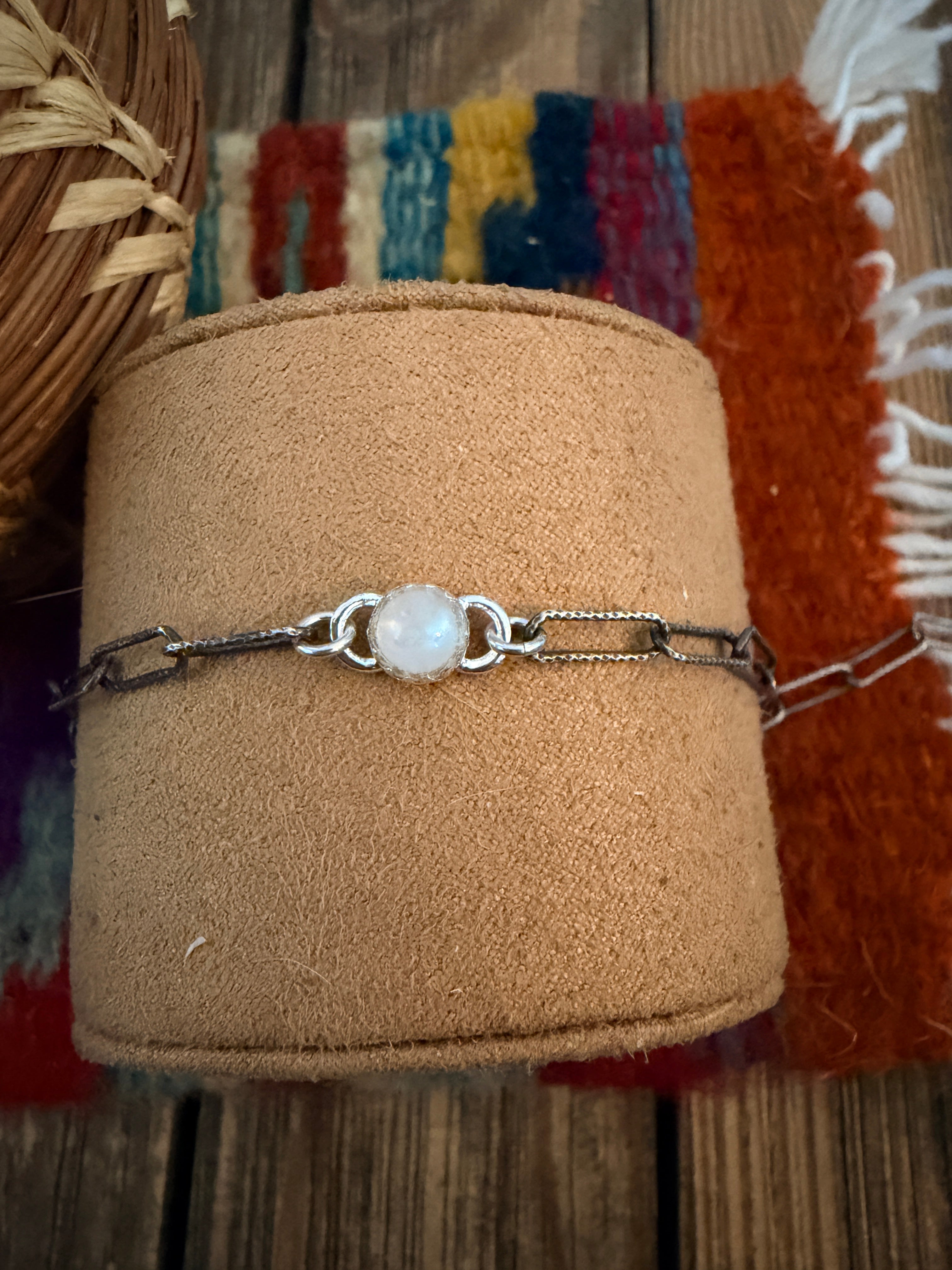Handmade Moonstone & Sterling Silver Anklet