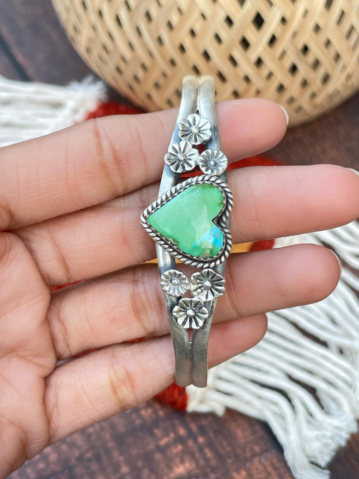 Handmade Sterling Silver Sonoran Mountain Turquoise Adjustable Cuff