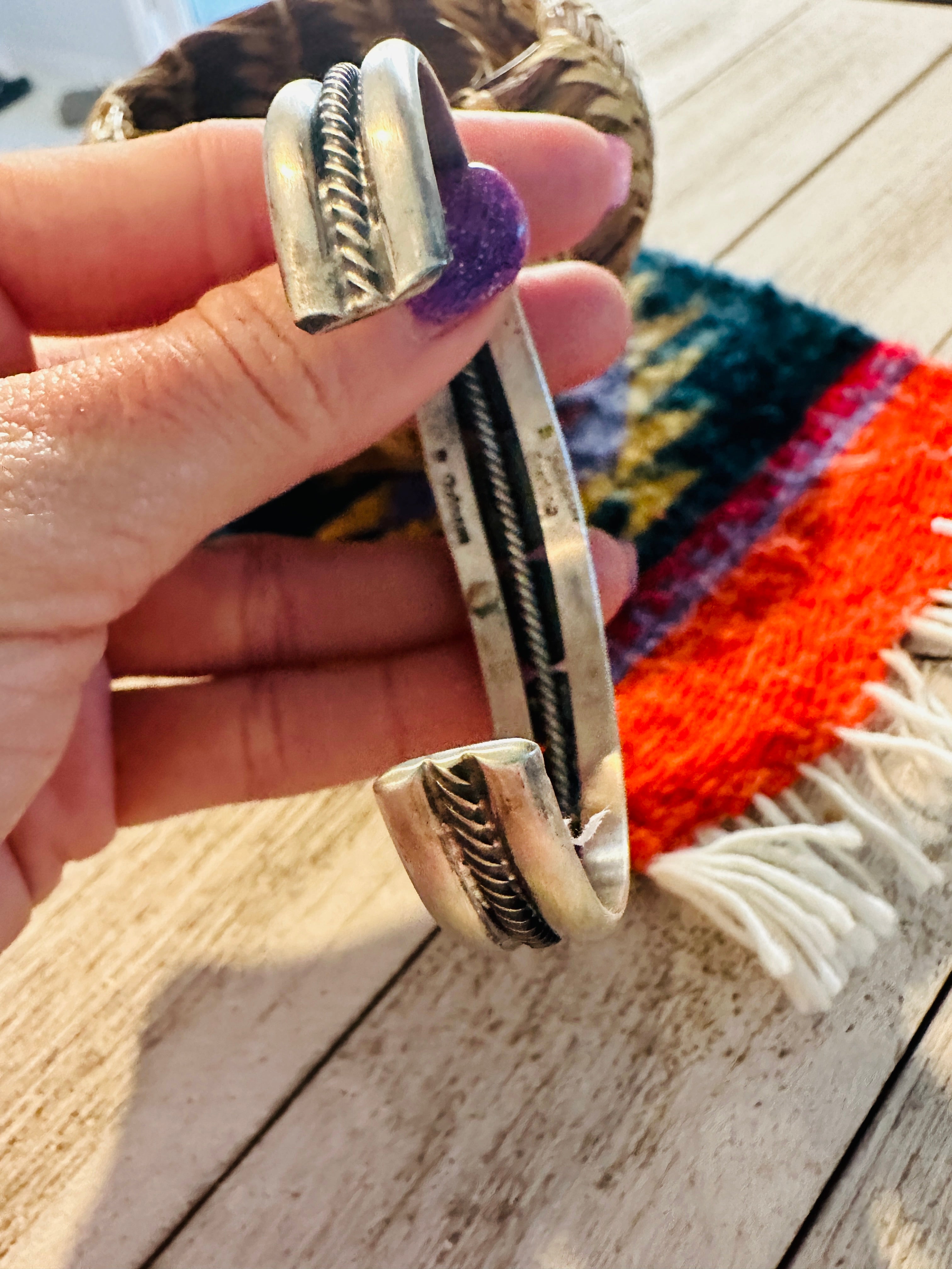 Handcrafted Golden Hills Turquoise & Sterling Silver Cuff Bracelet /