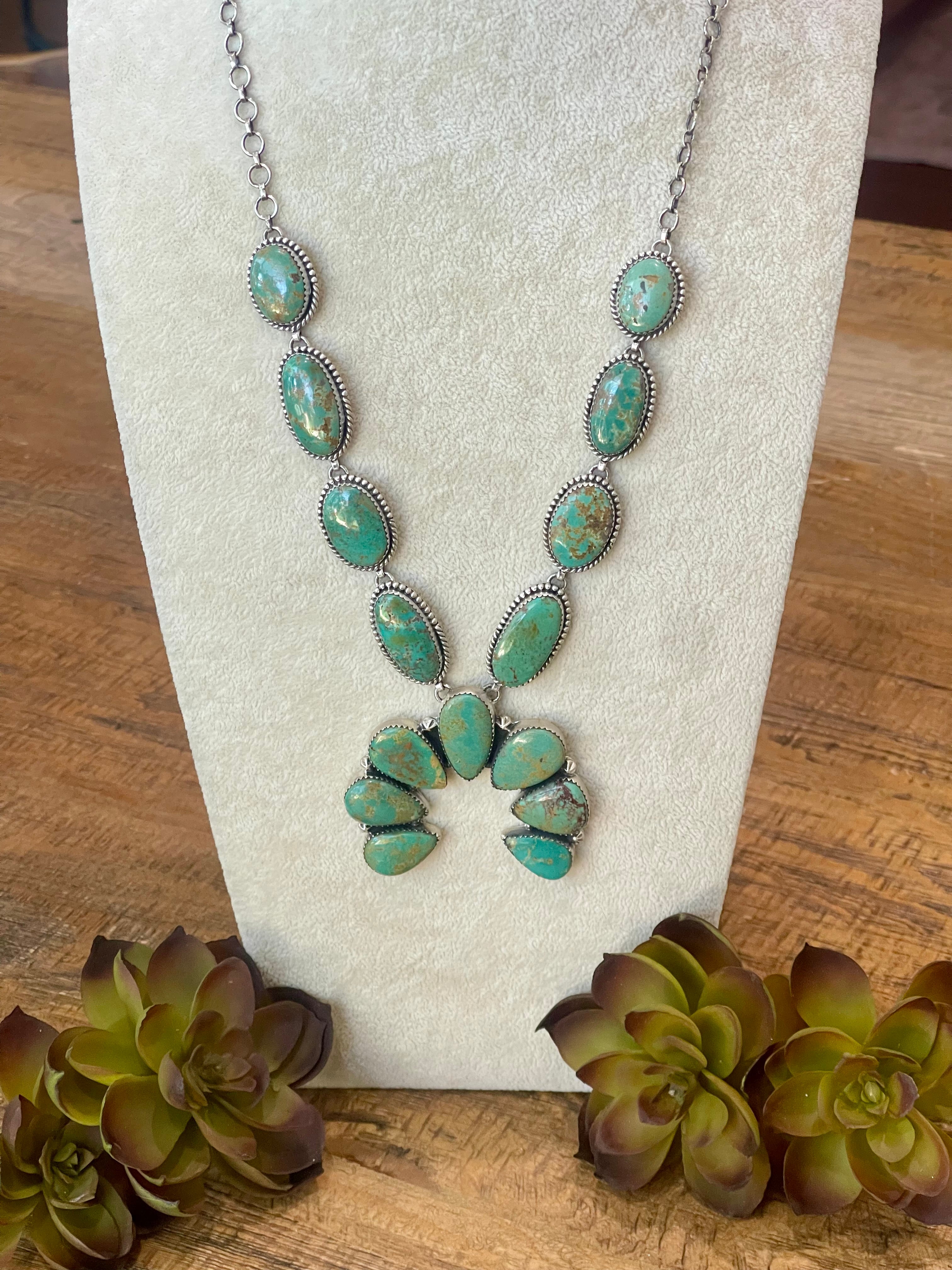 Handcrafted Sterling Silver & Royston Turquoise Naja Necklace