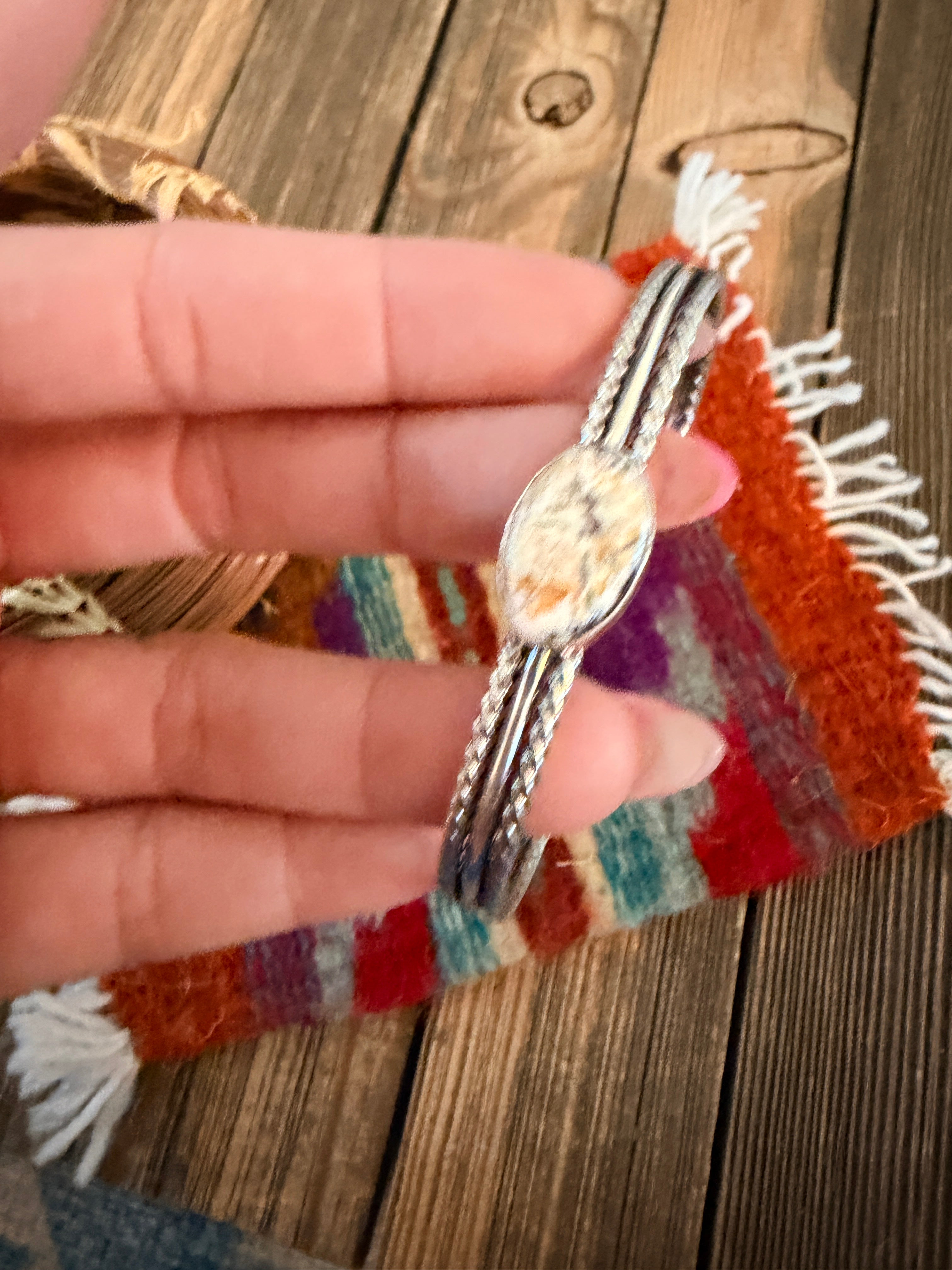 Handcrafted White Buffalo & Sterling Silver Cuff Bracelet