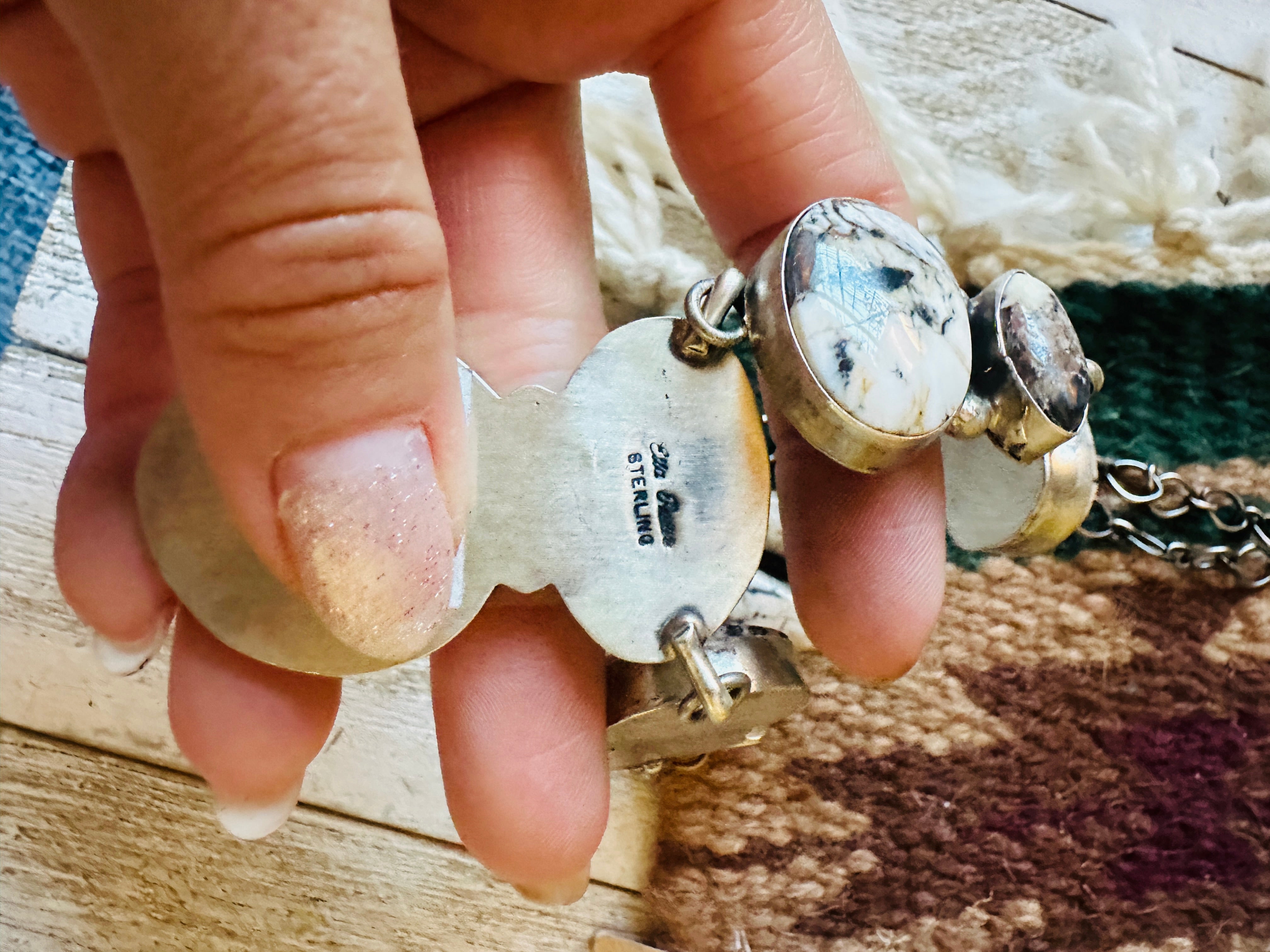 Handcrafted Sterling Silver & White Buffalo Necklace Set by Ella Peter