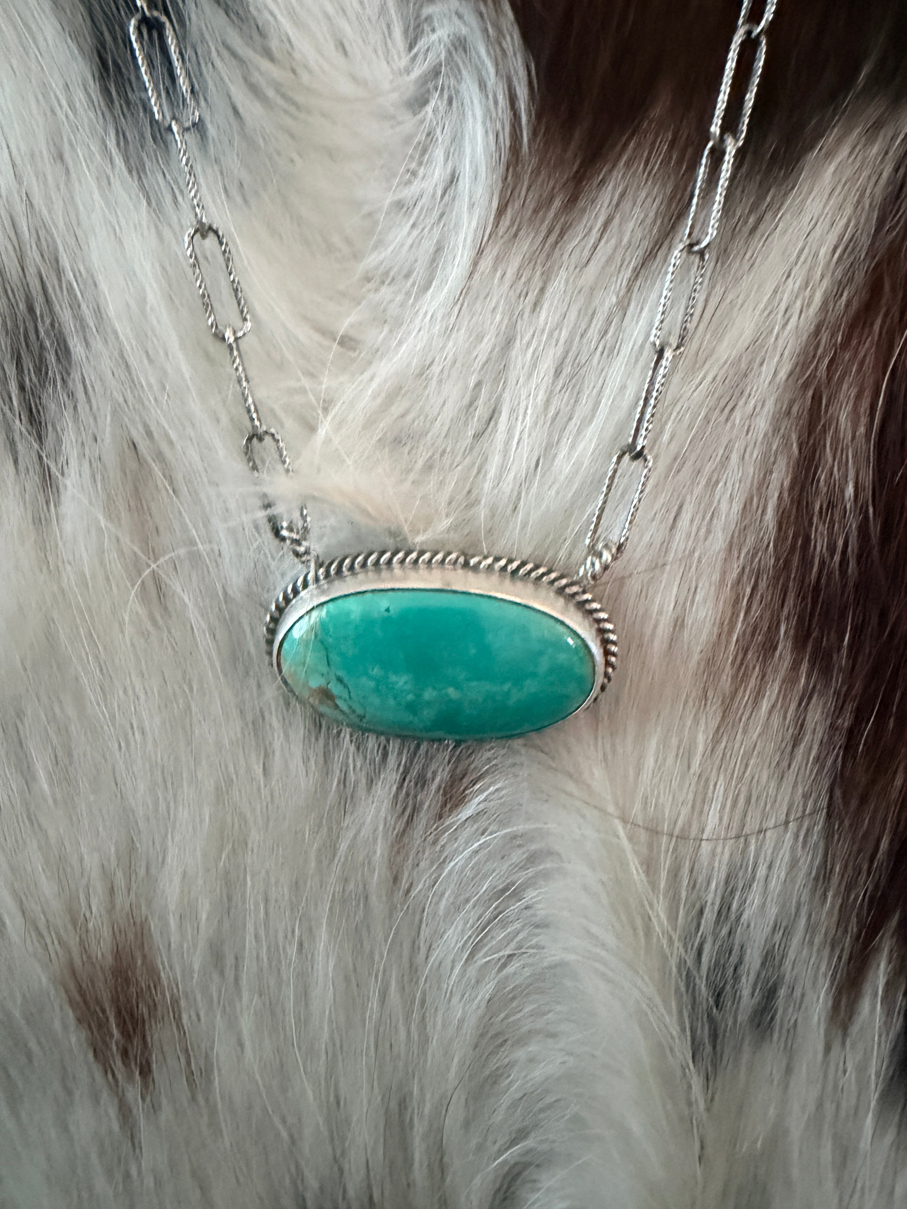 Handmade Sterling Silver & Tyrone Turquoise Necklace