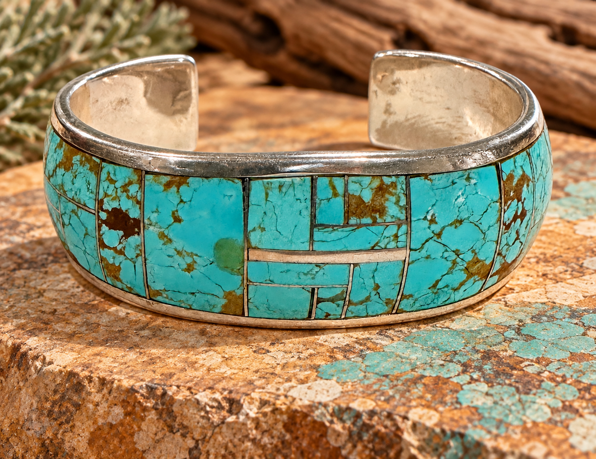 Handcrafted Turquoise 8 & Sterling silver Cuff Bracelet