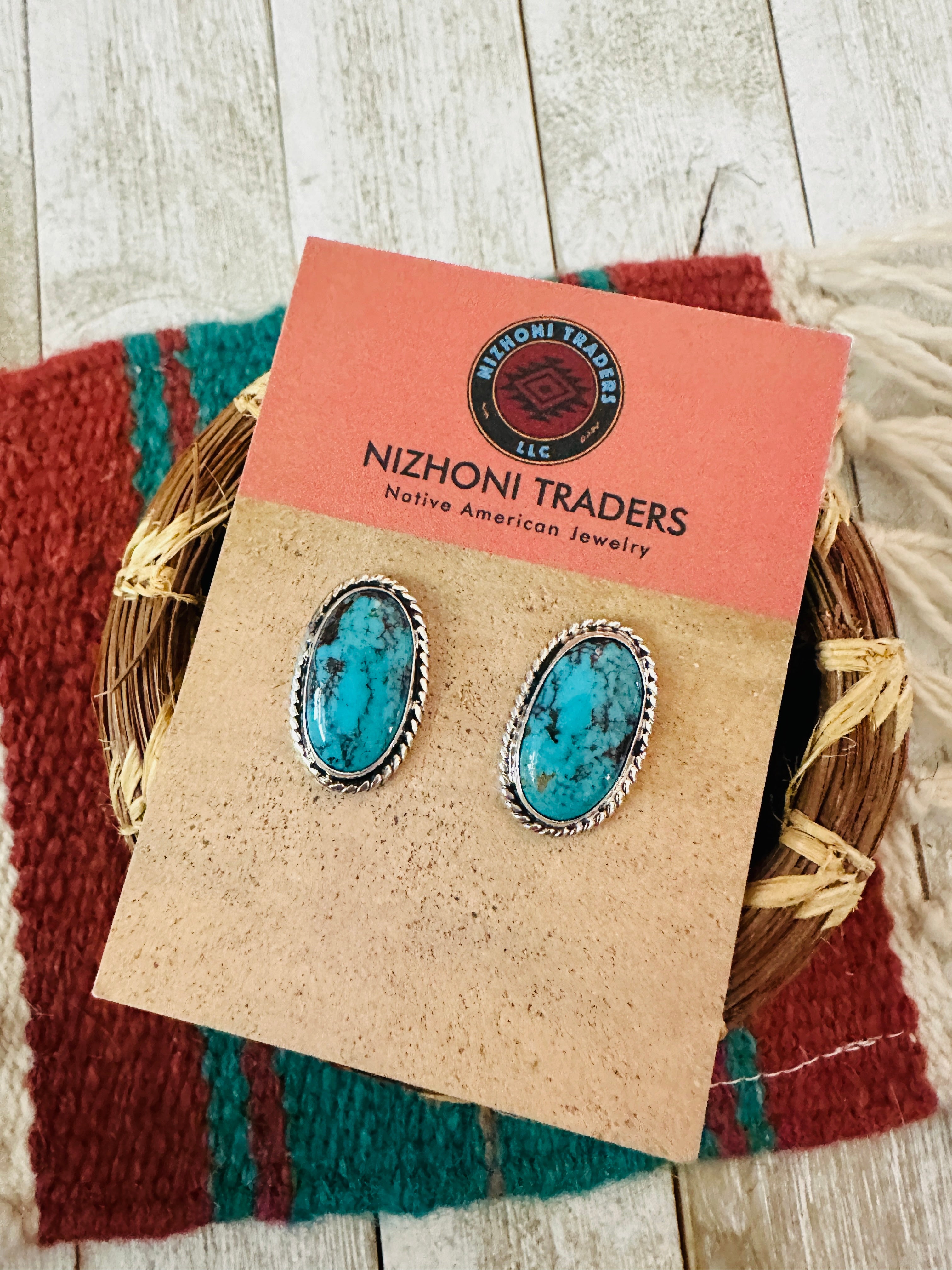 Navajo Turquoise & Sterling Silver Post Earrings