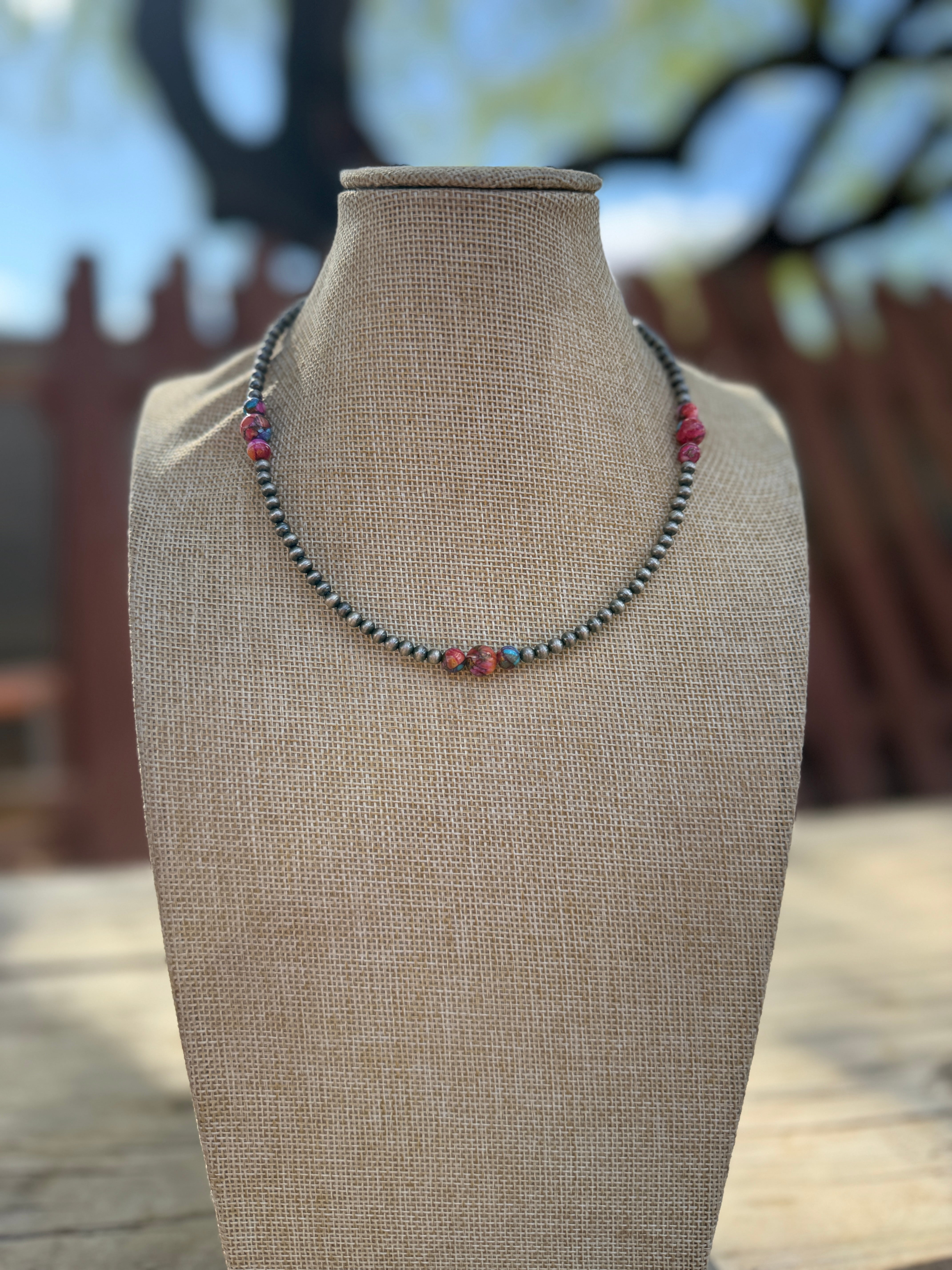 Handmade Pink Dream & Sterling Silver Beaded Necklace 16-18 inch