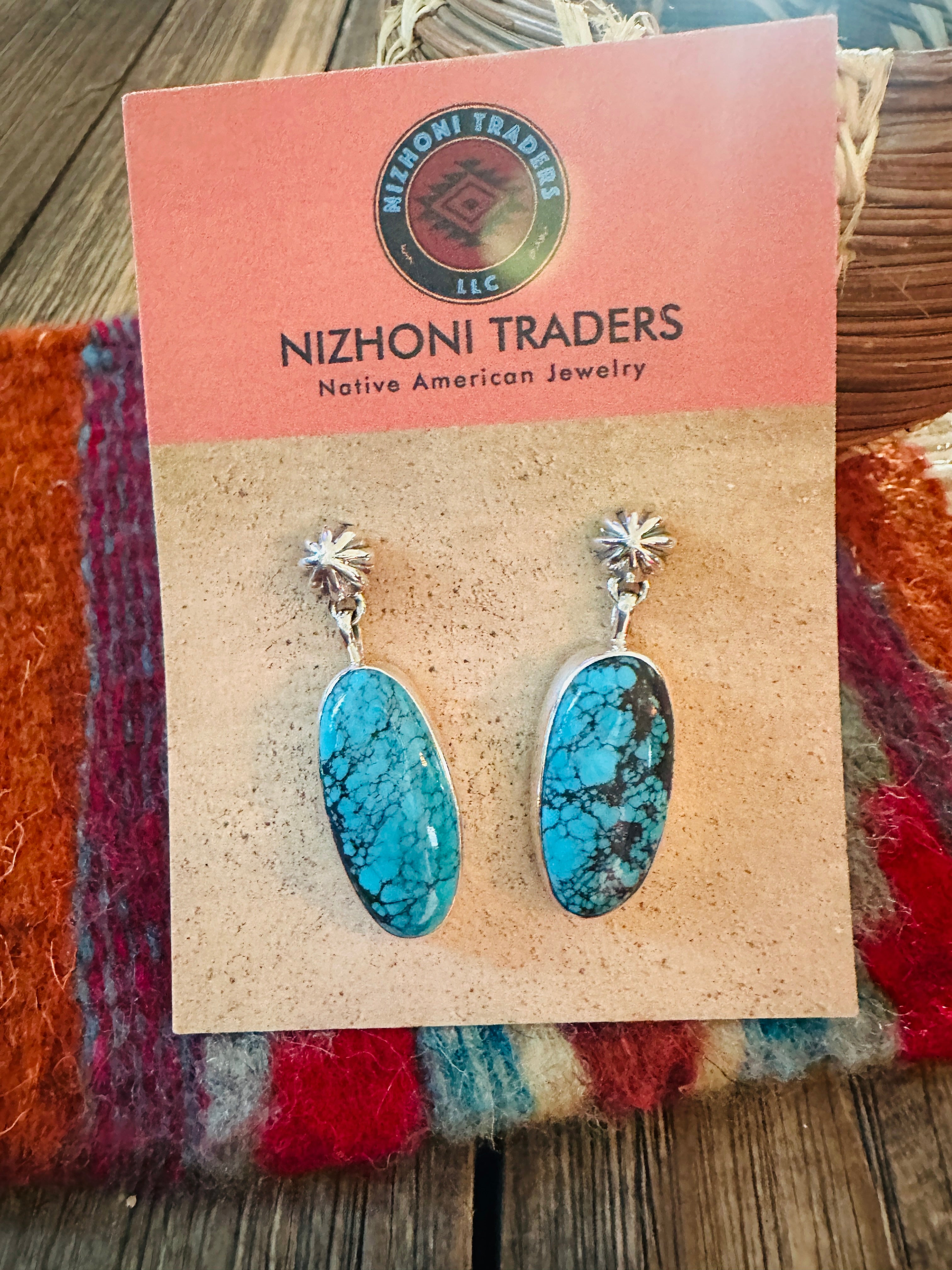 Handcrafted Kingman Turquoise & Sterling Silver Dangle Earrings