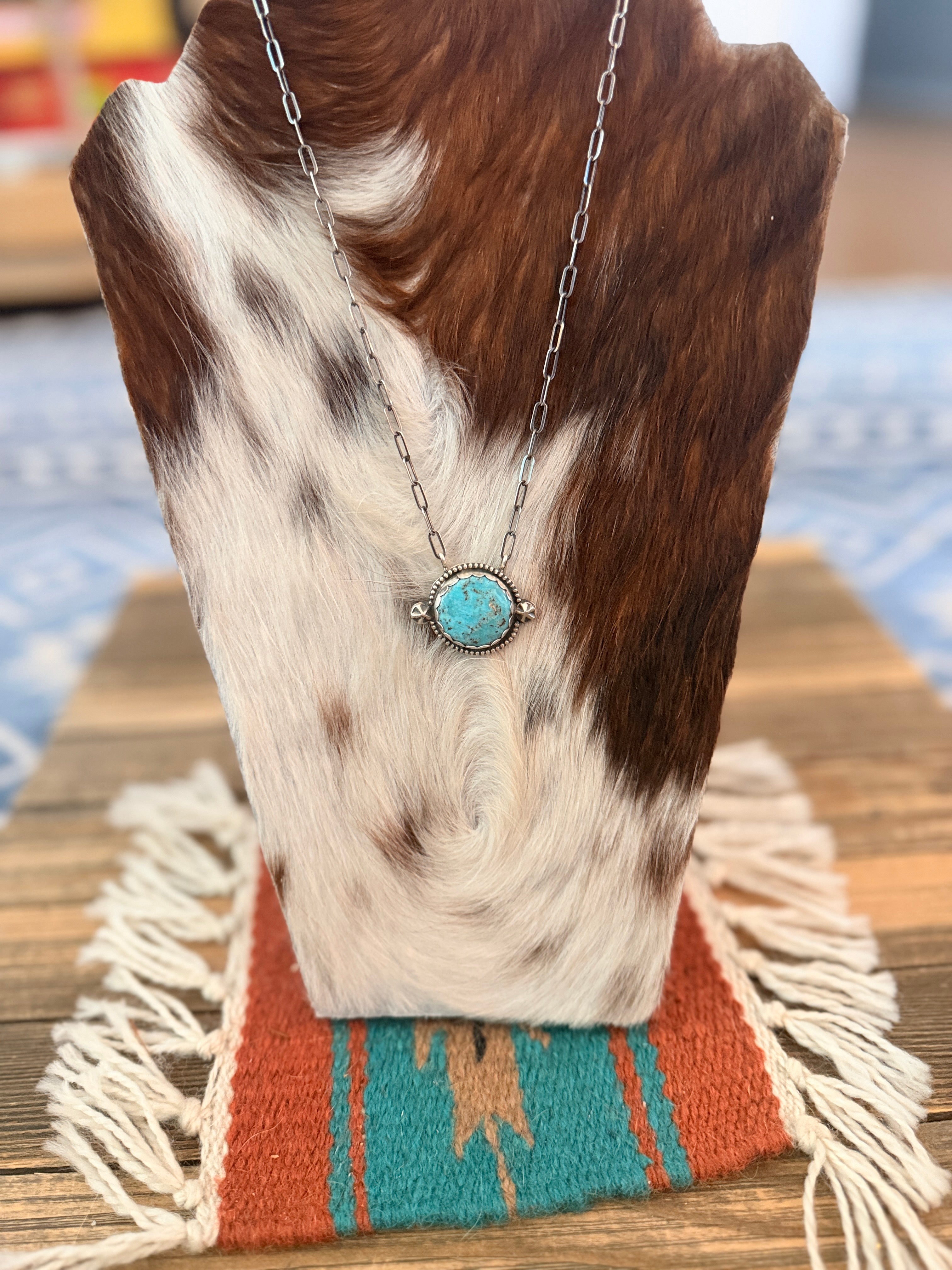 Handmade Sterling Silver & Blue Ridge Turquoise Necklace