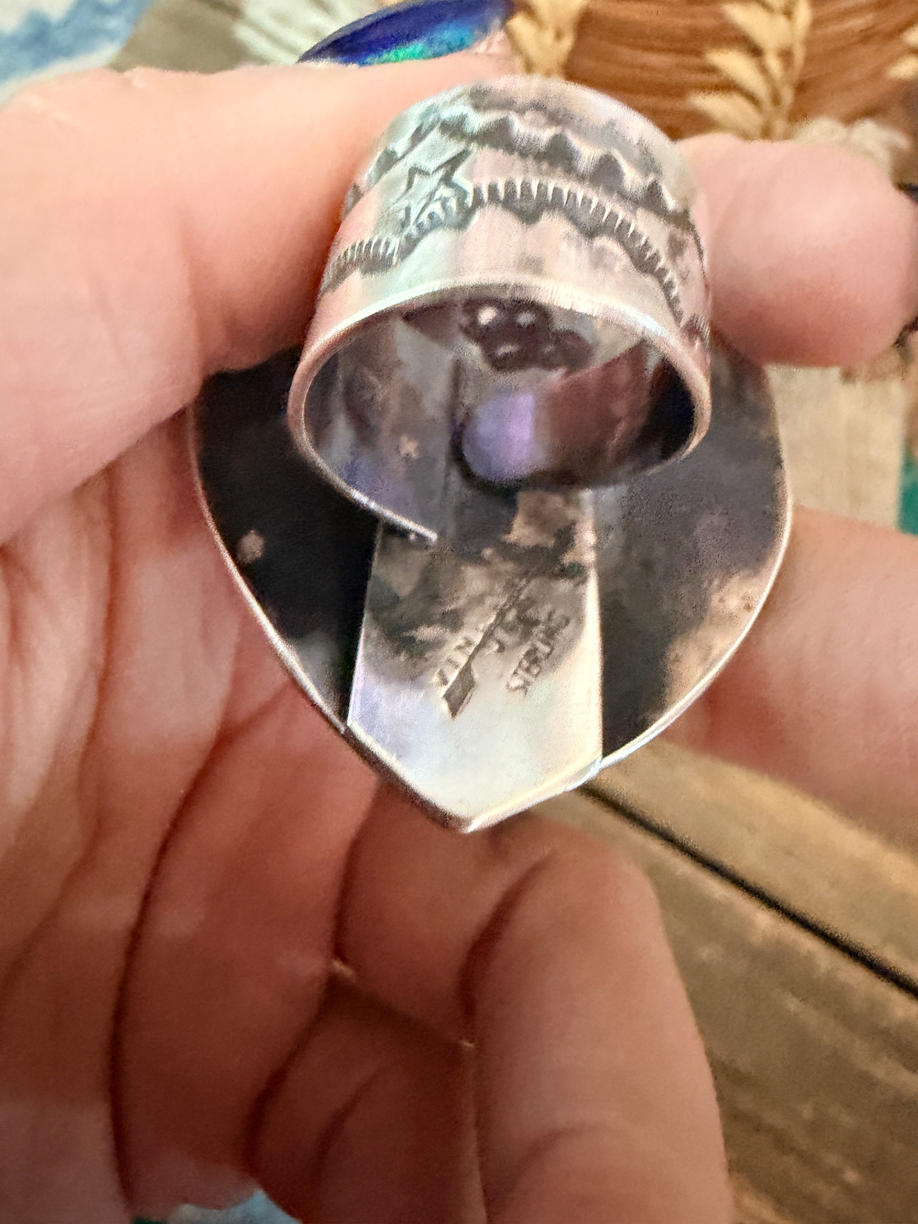 Handcrafted Sterling Silver Adjustable Heart Concho Ring by Vincent Platero