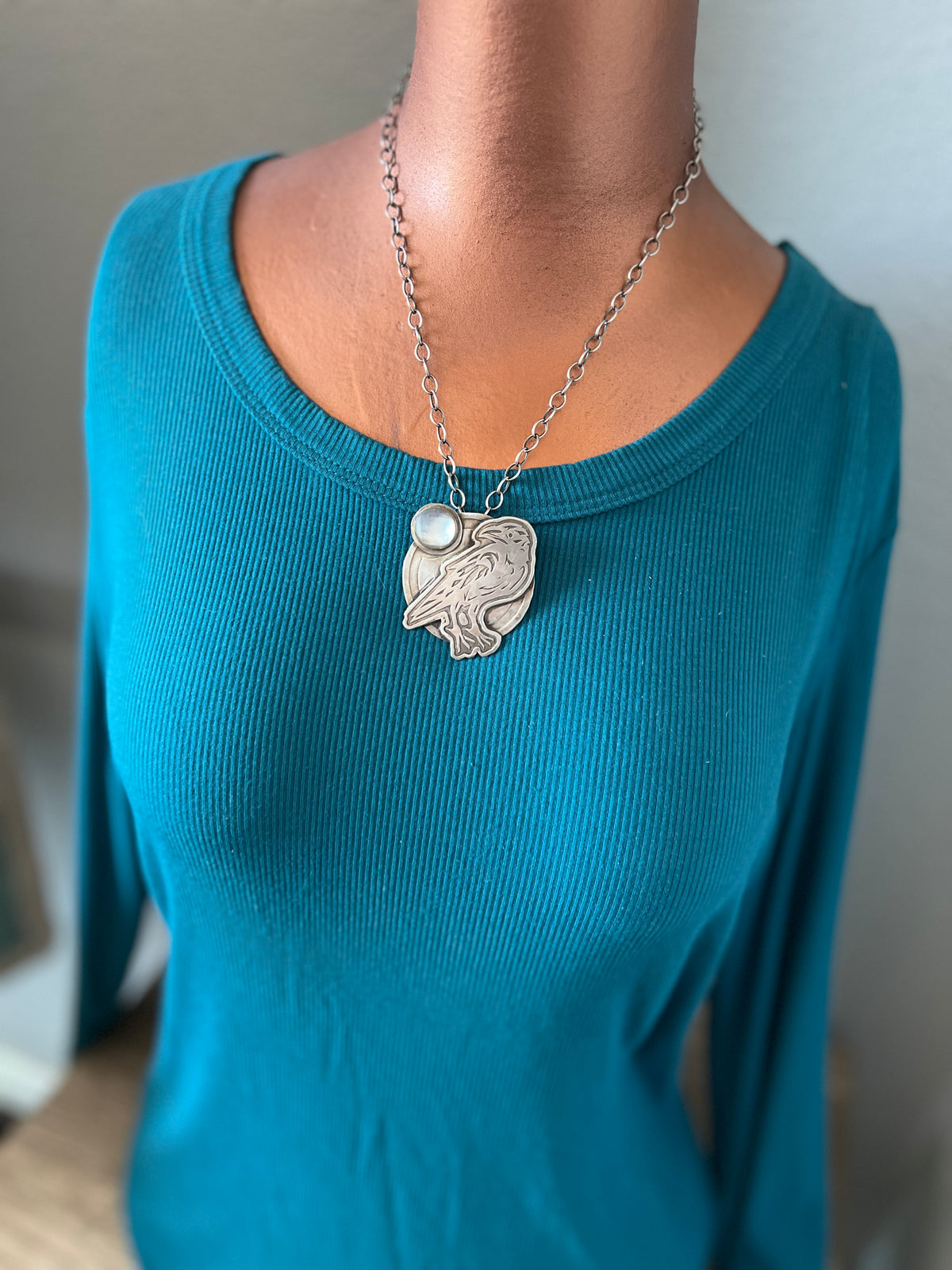 Tularosa Handcrafted Sterling Silver Raven & Moon Necklace