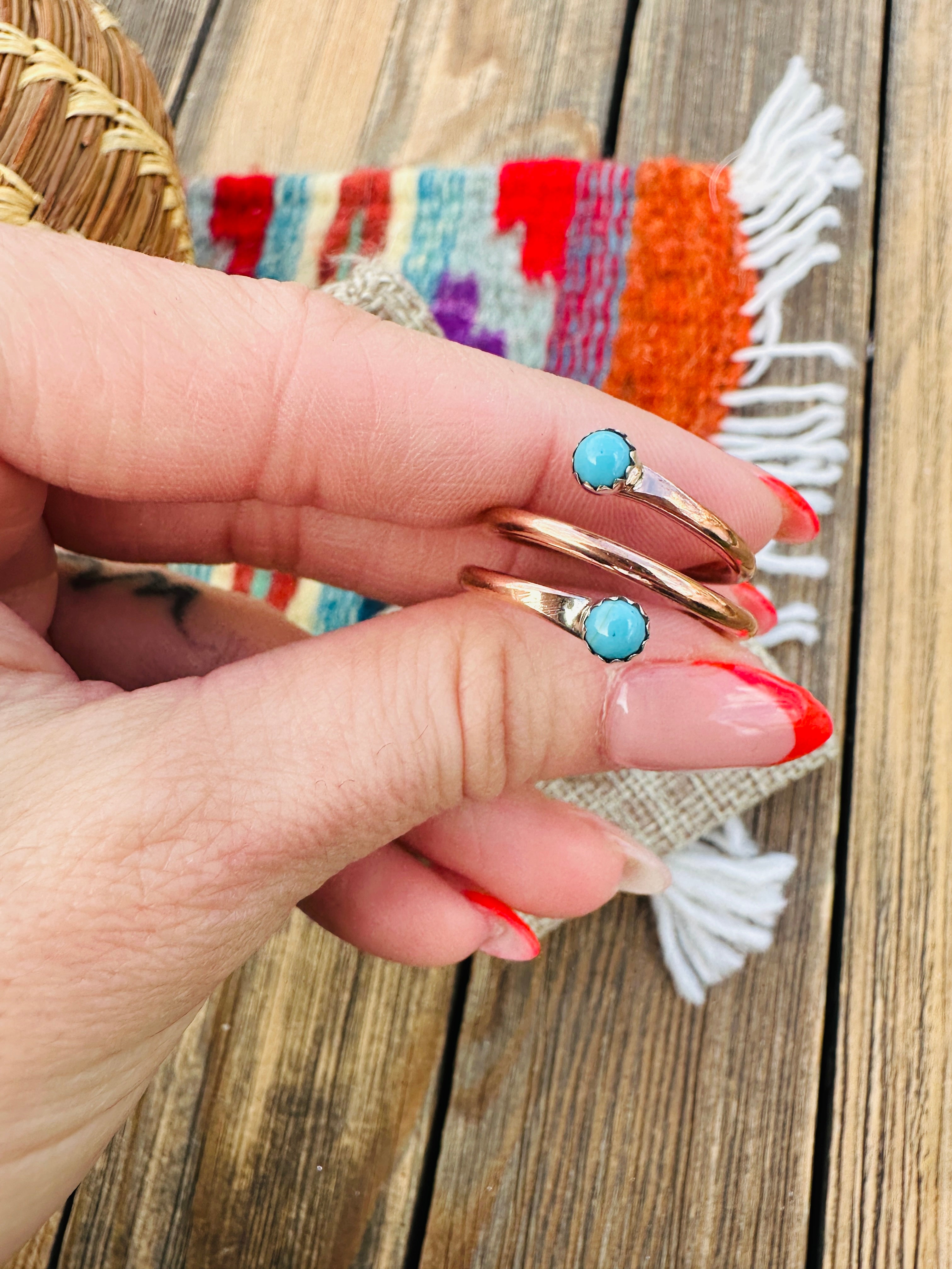 Handcrafted Turquoise & Copper over Sterling Silver Ring