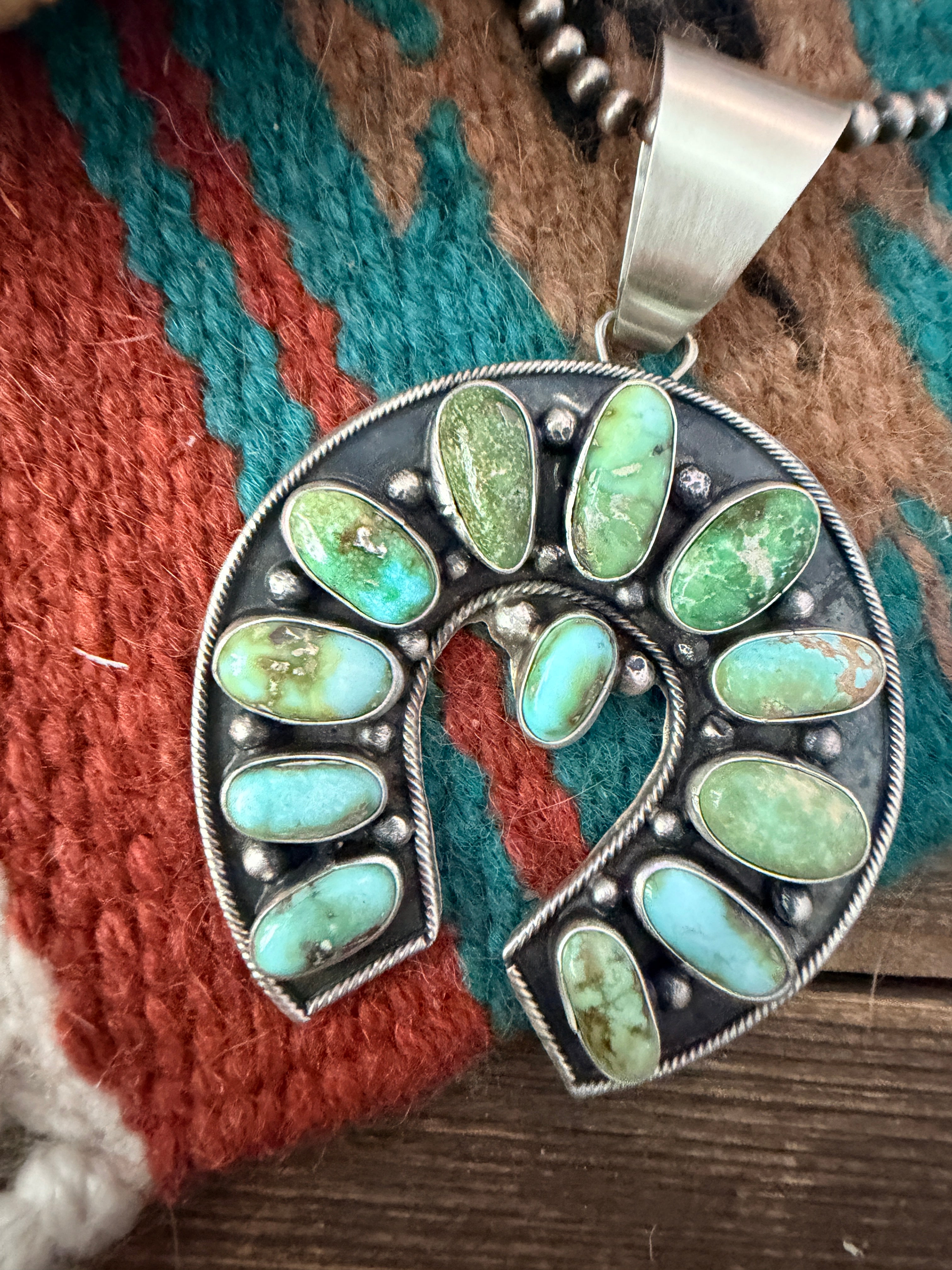 Handcrafted Sterling Silver & Sonoran Mountain Turquoise Naja Pendant by Myra Benally