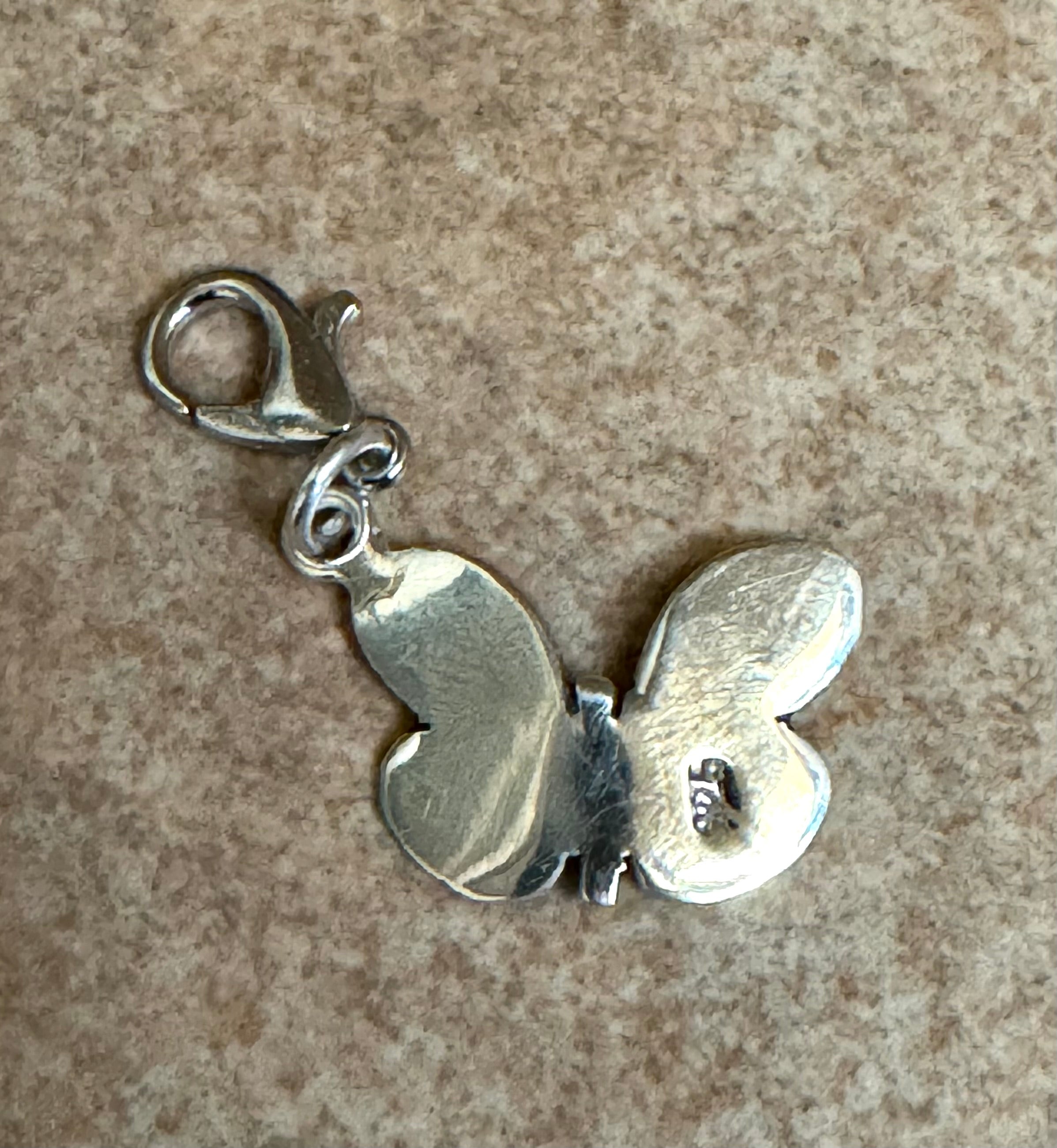 Multicolored Black Butterfly Sterling Silver Charm