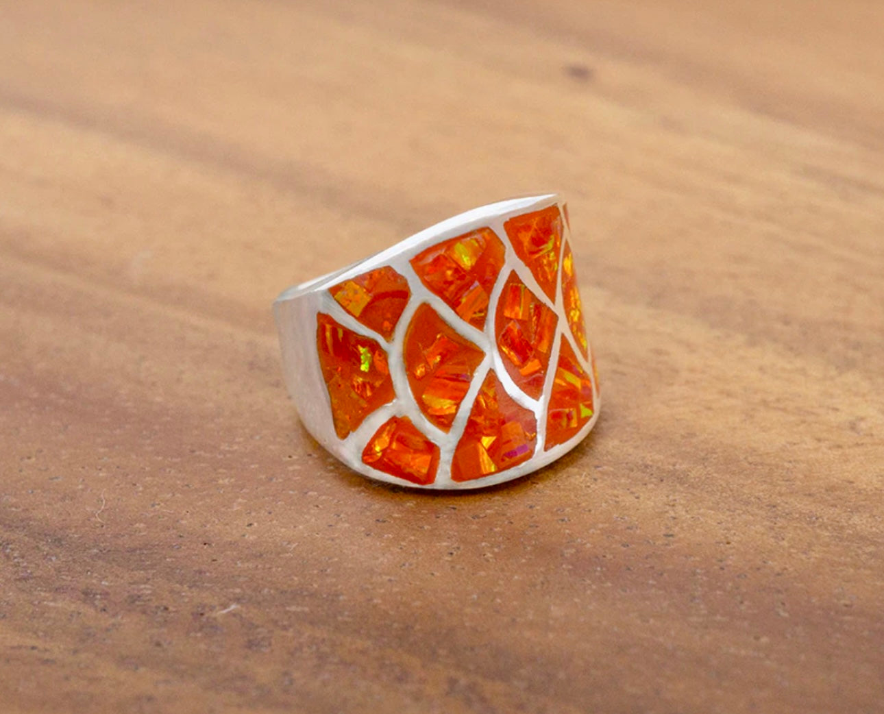 Orange Opal Sterling Silver Mermaid Ring