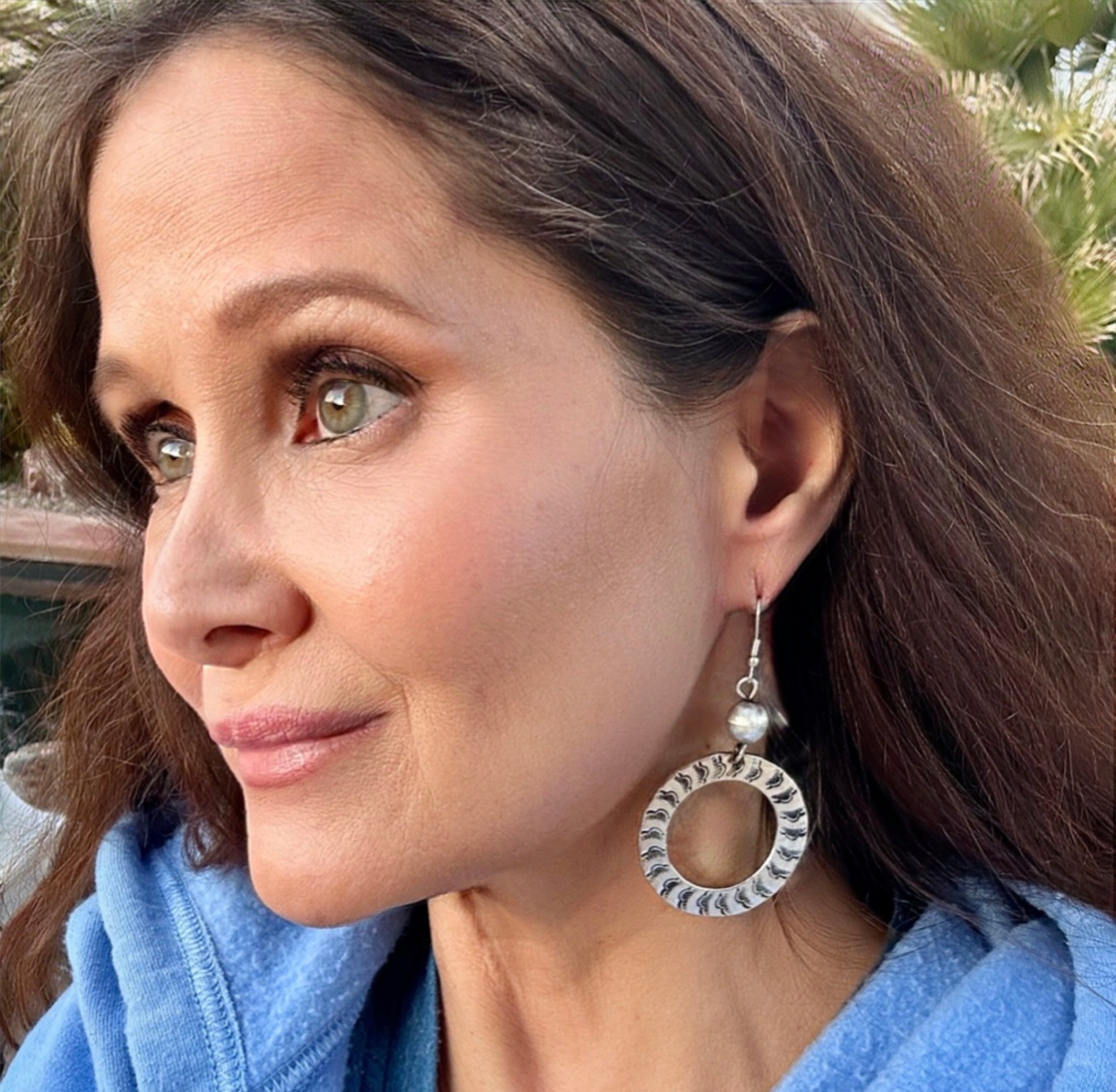 Vintage Silver Engraved Pan Rings Earrings