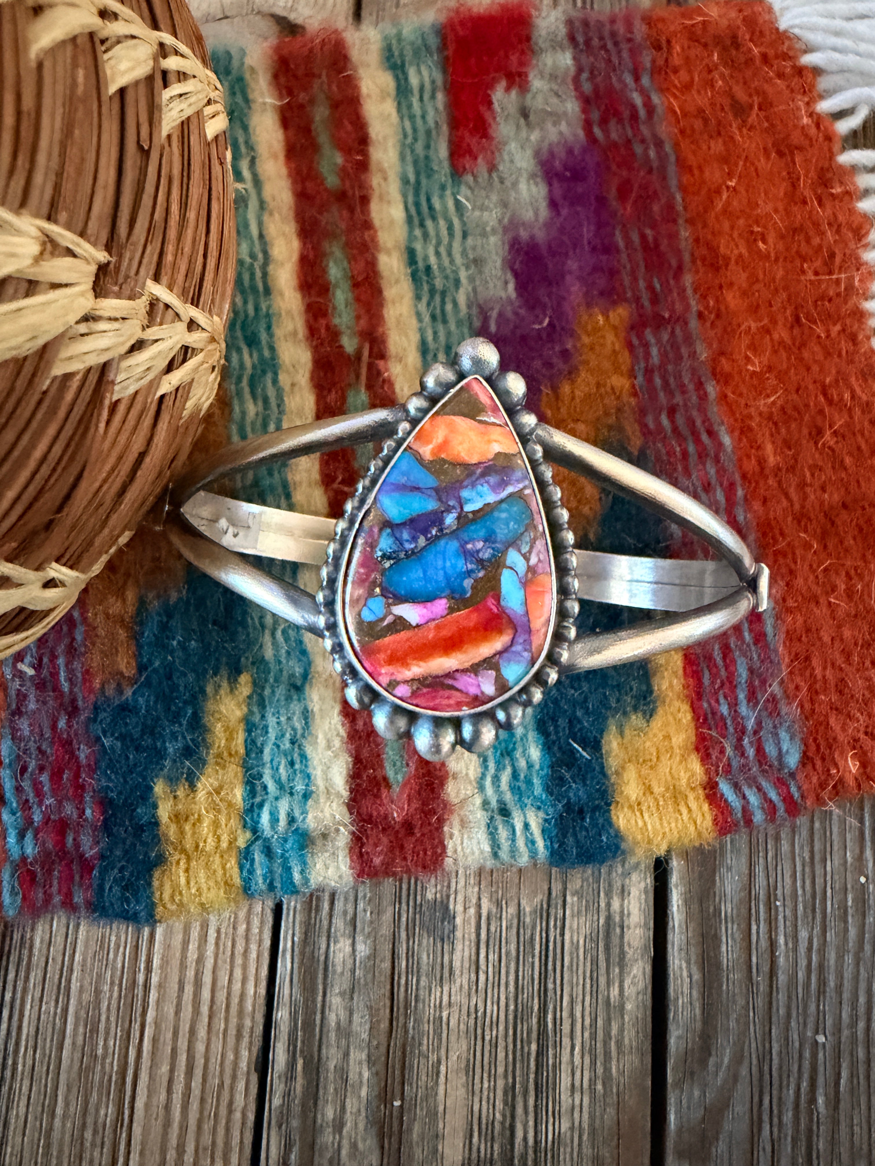 Handcrafted Pink Dream Mojave & Sterling Silver Cuff Bracelet