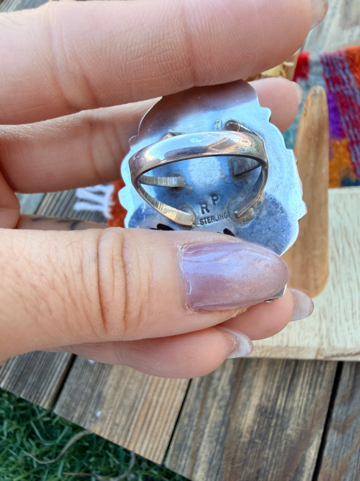 Handcrafted Royston Turquoise & Sterling Silver Ring 9 by Rosella Paxson