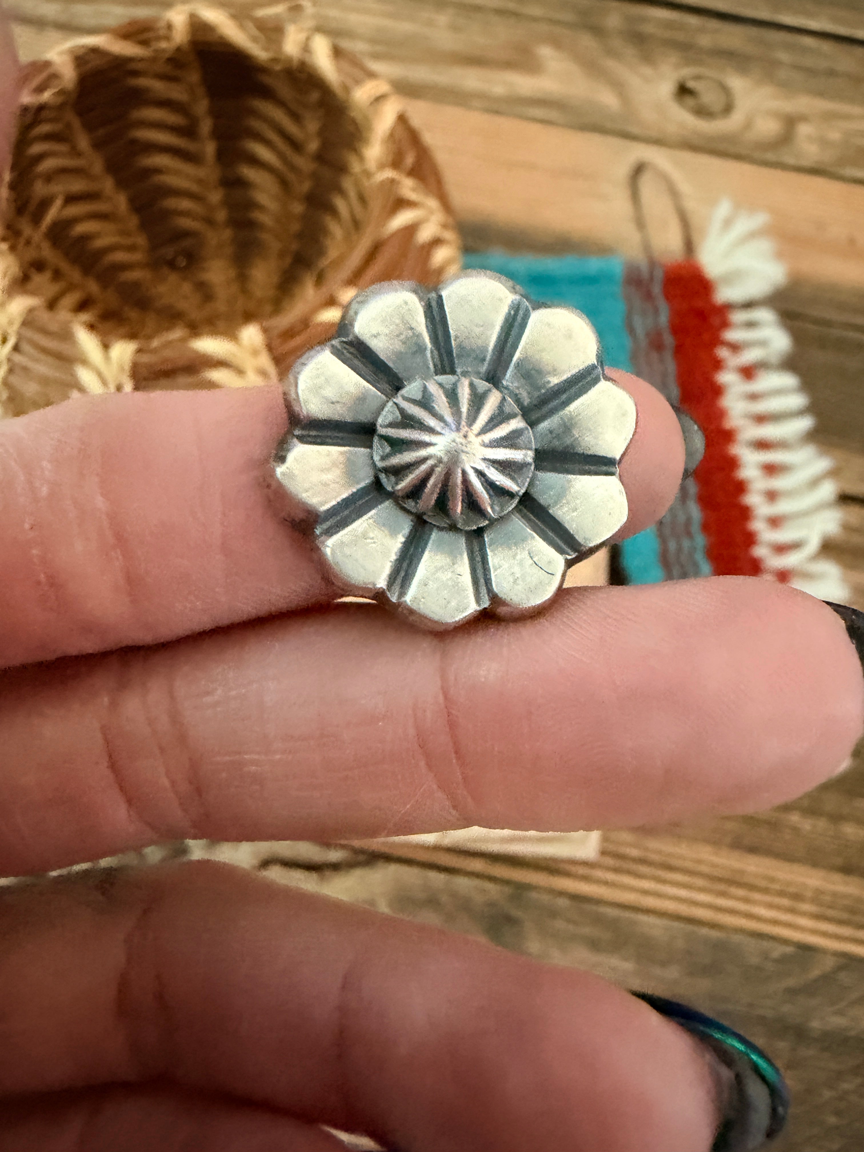 Handcrafted Sterling Silver Flower Ring size 8 by Chimney Butte