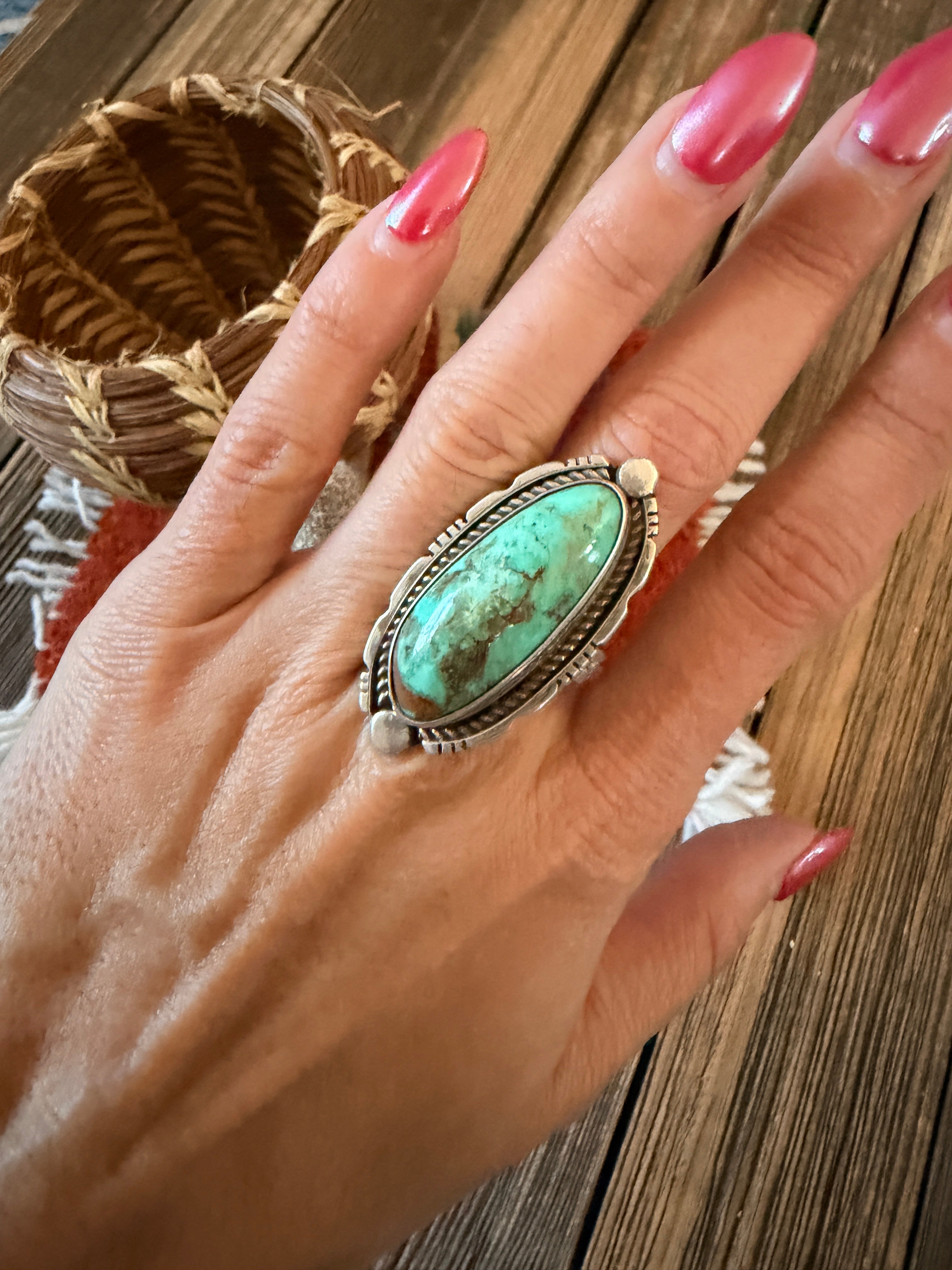 Handcrafted Turquoise & Sterling Silver Adjustable Ring