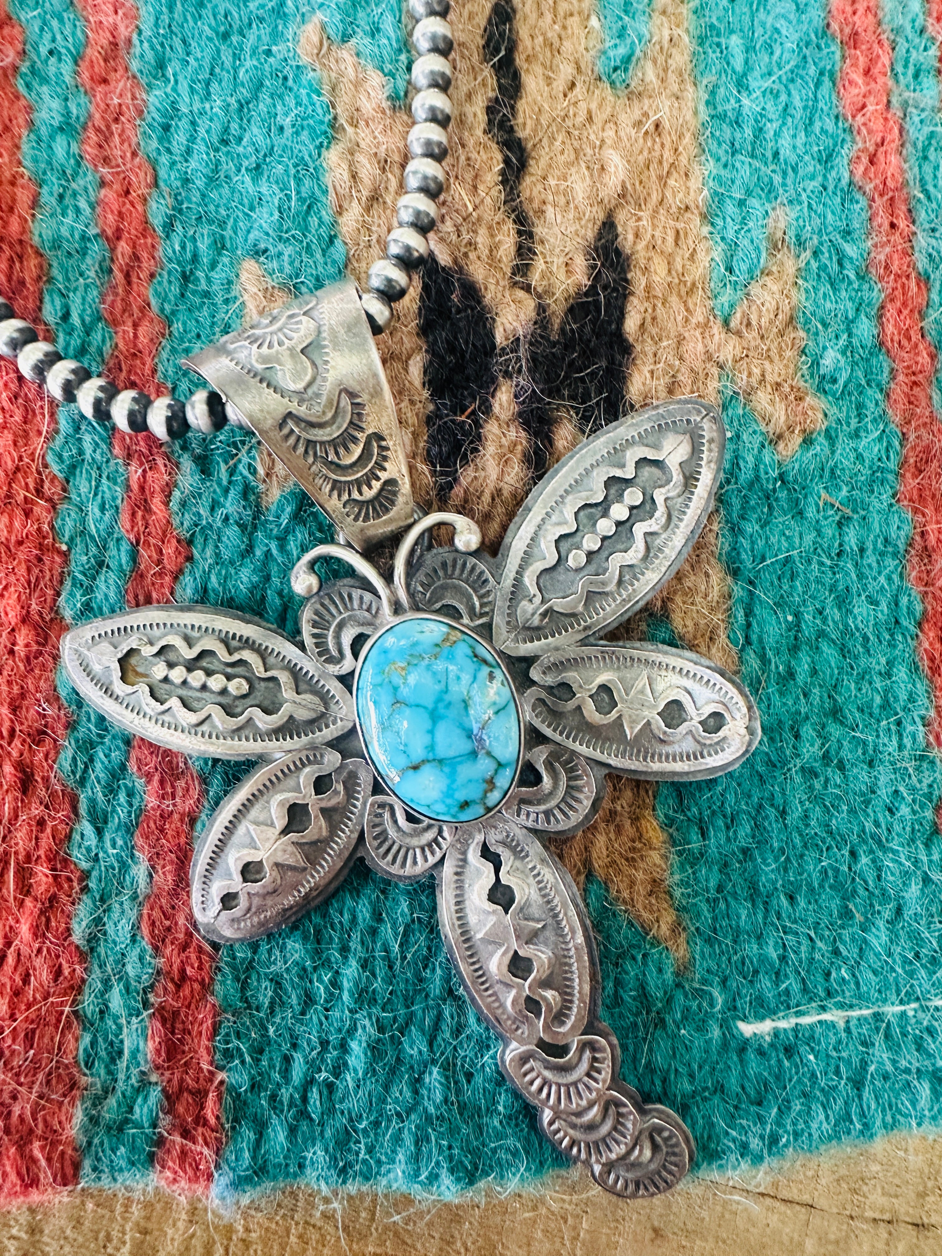 Handcrafted Sterling Silver & Turquoise Dragonfly Pendant
