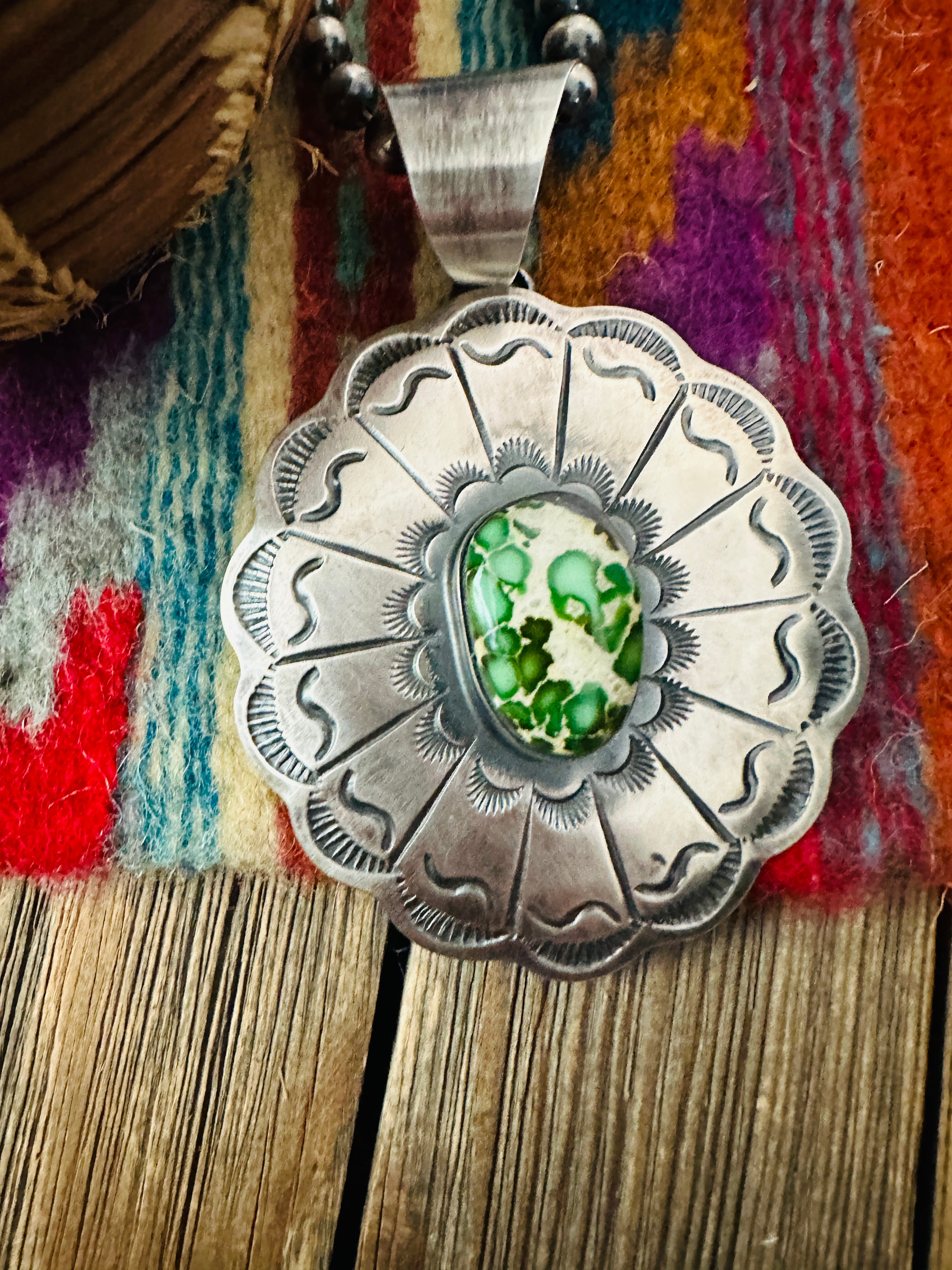 Handcrafted Sonoran Gold Turquoise & Sterling Silver Pendant by Chimney Butte