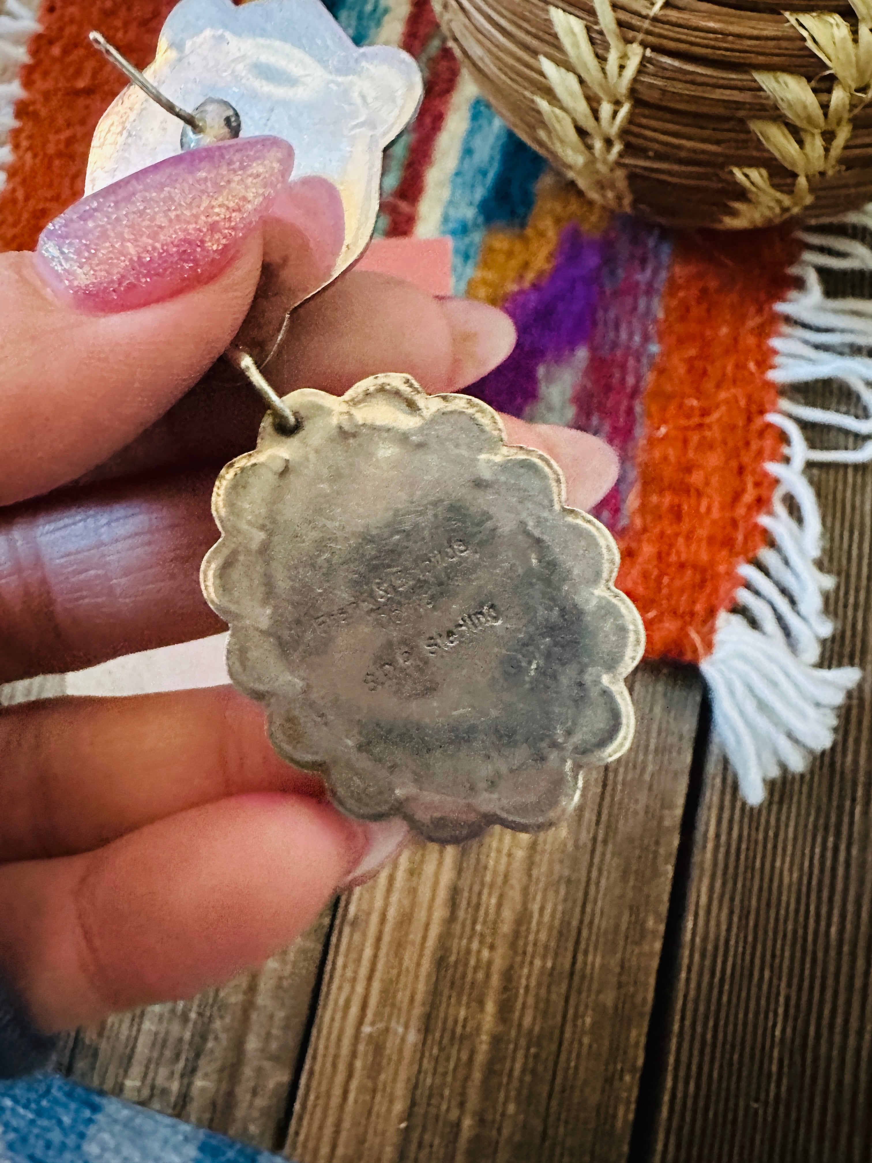 Handcrafted Old Pawn Sterling Silver & Turquoise Dangle Earrings