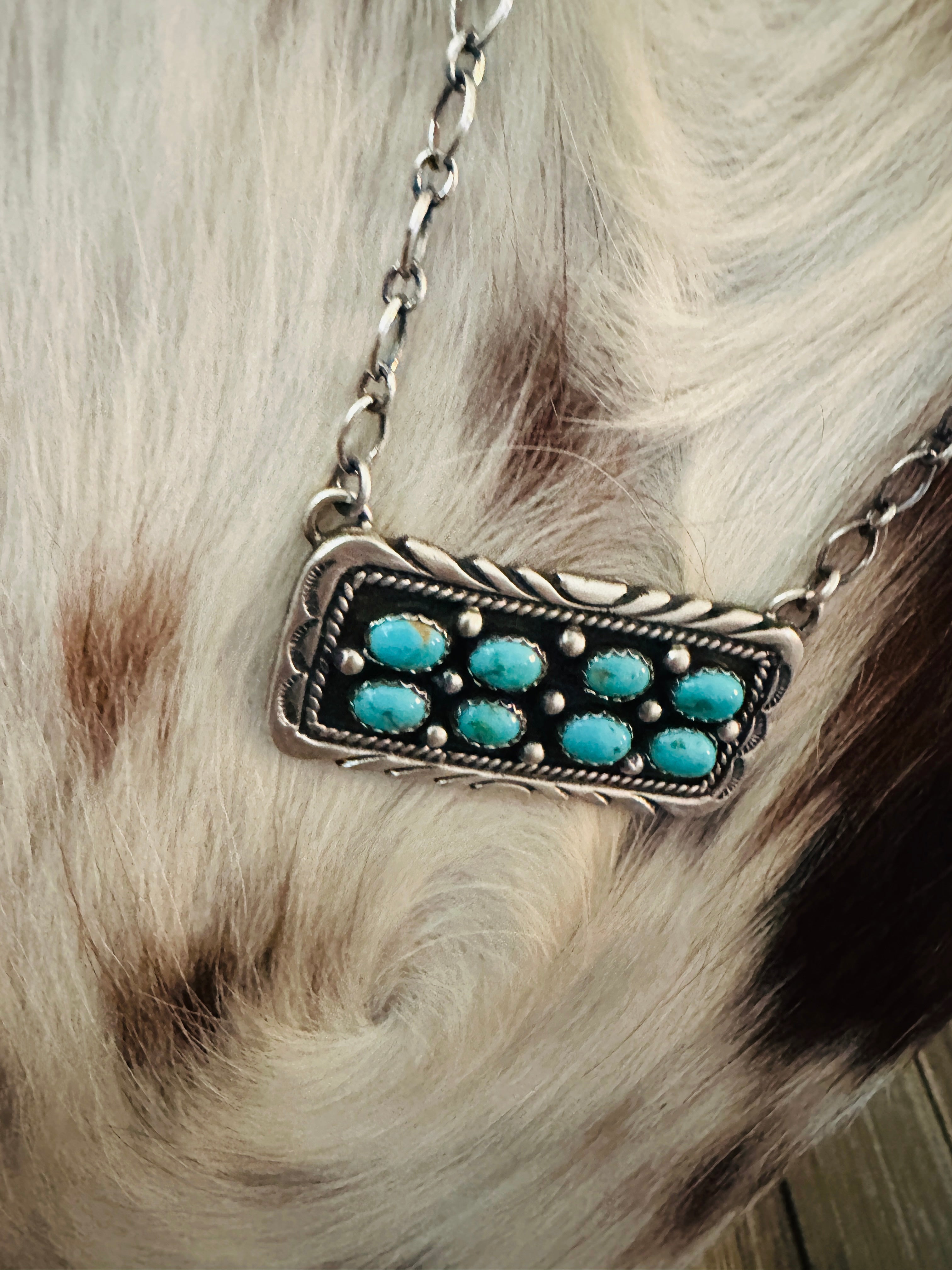 Handcrafted Turquoise & Sterling Silver Bar Necklace by Emer Thompson
