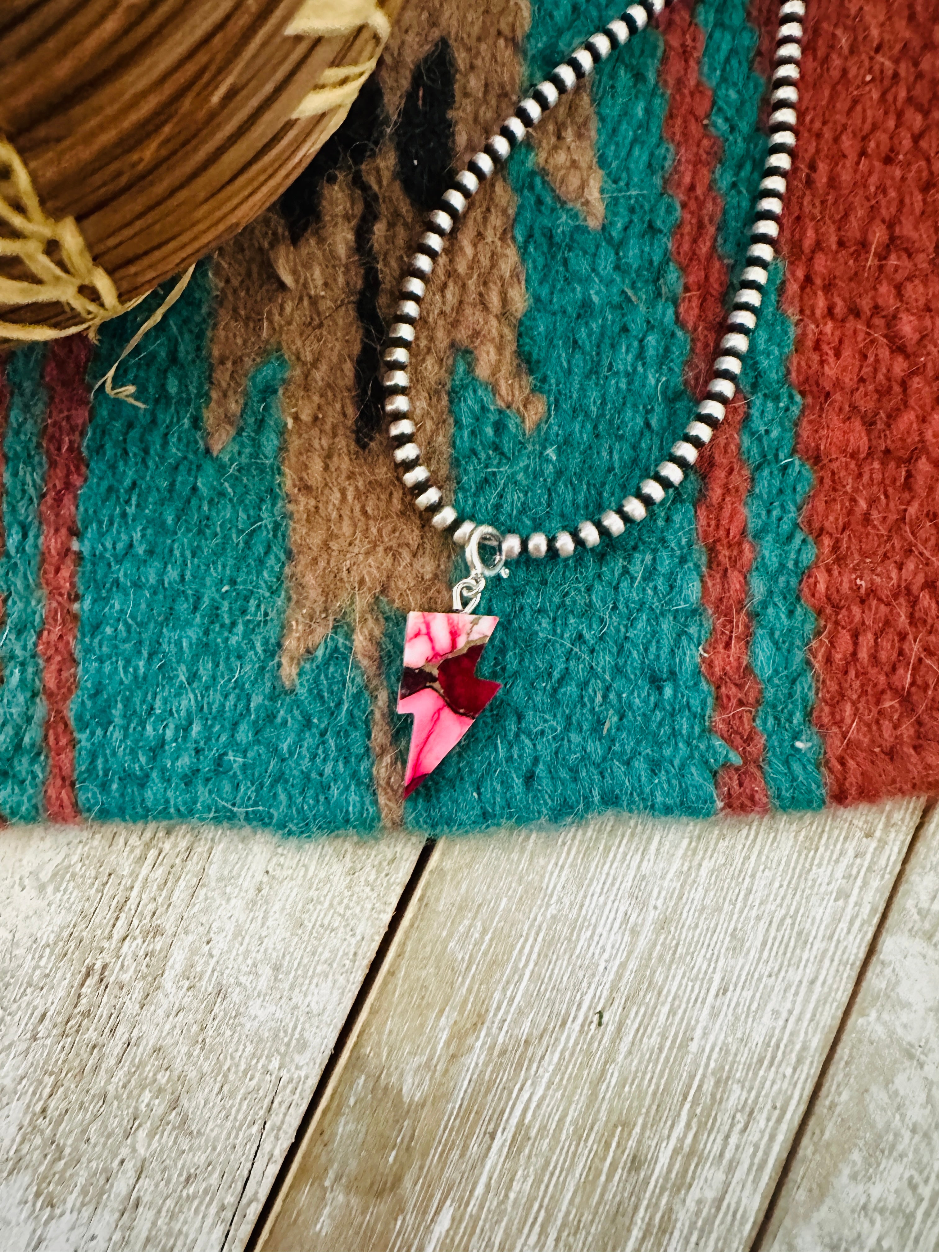 Handcrafted & Hand Carved Rose Dahlia Lightning Bolt Charm