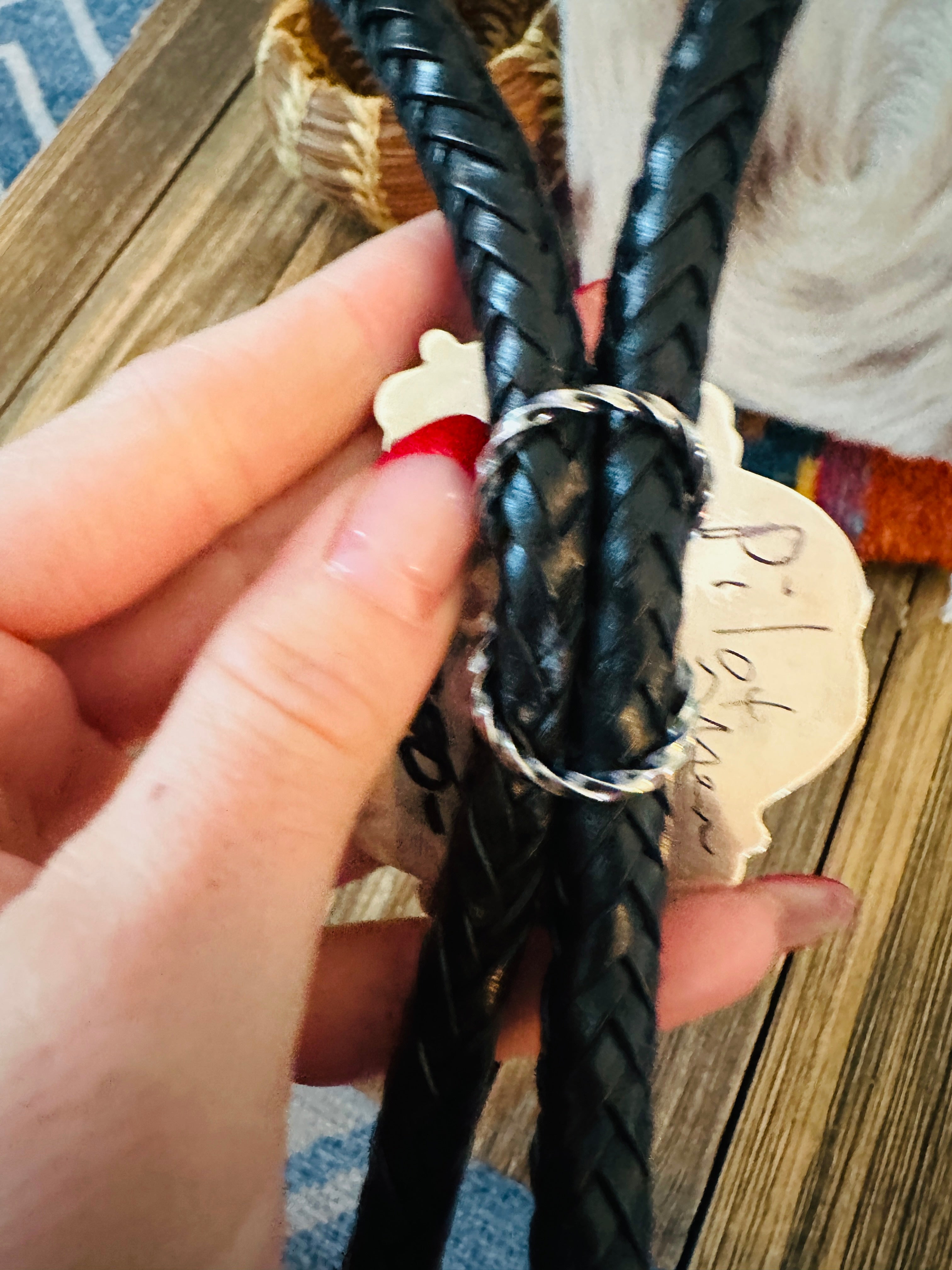 Handcrafted Sterling Silver & Pilot Mountain Turquoise Bolo Tie by Rosella Paxson