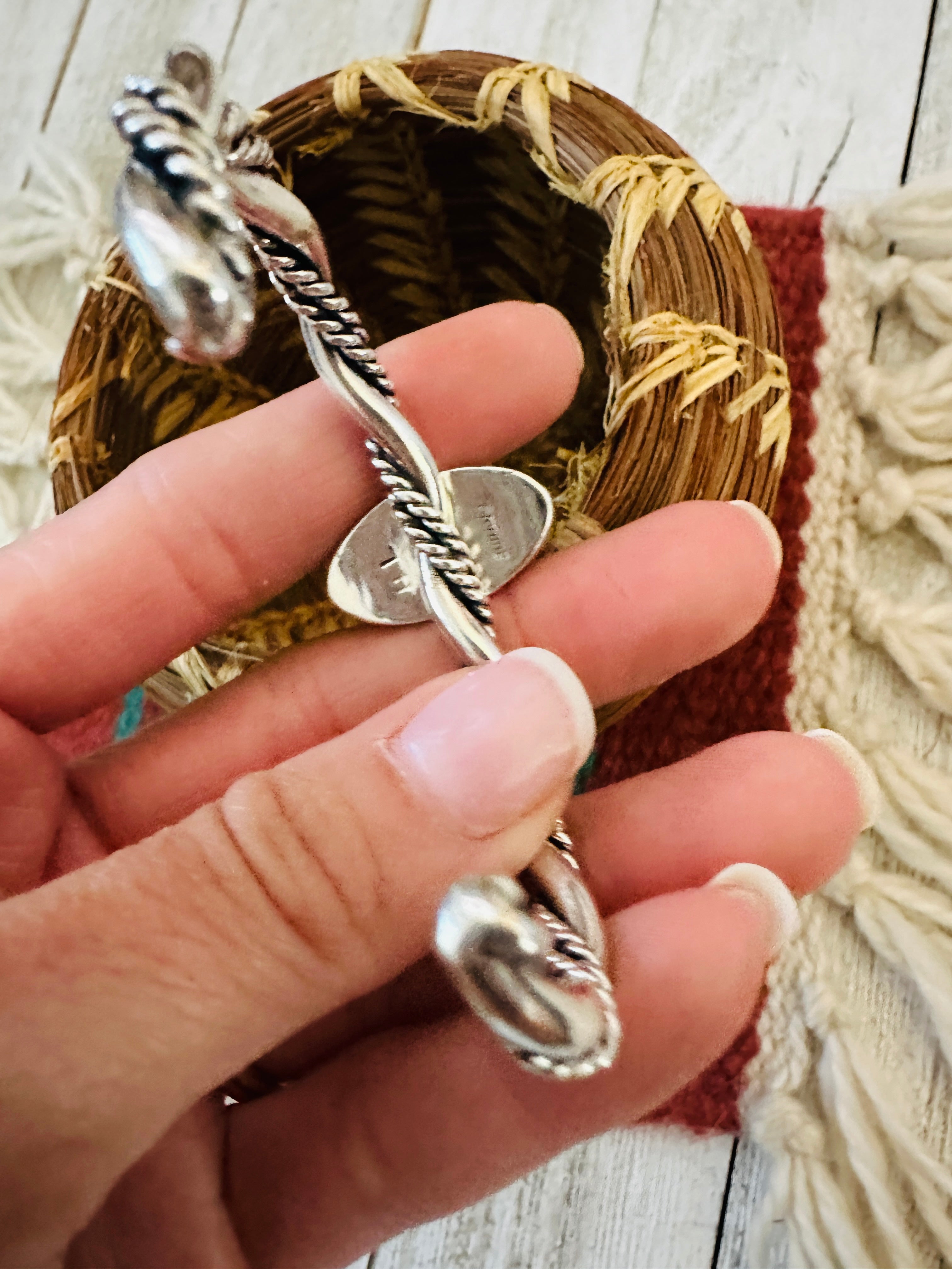 Handcrafted Twisted Sterling Silver & Turquoise Cuff Bracelet