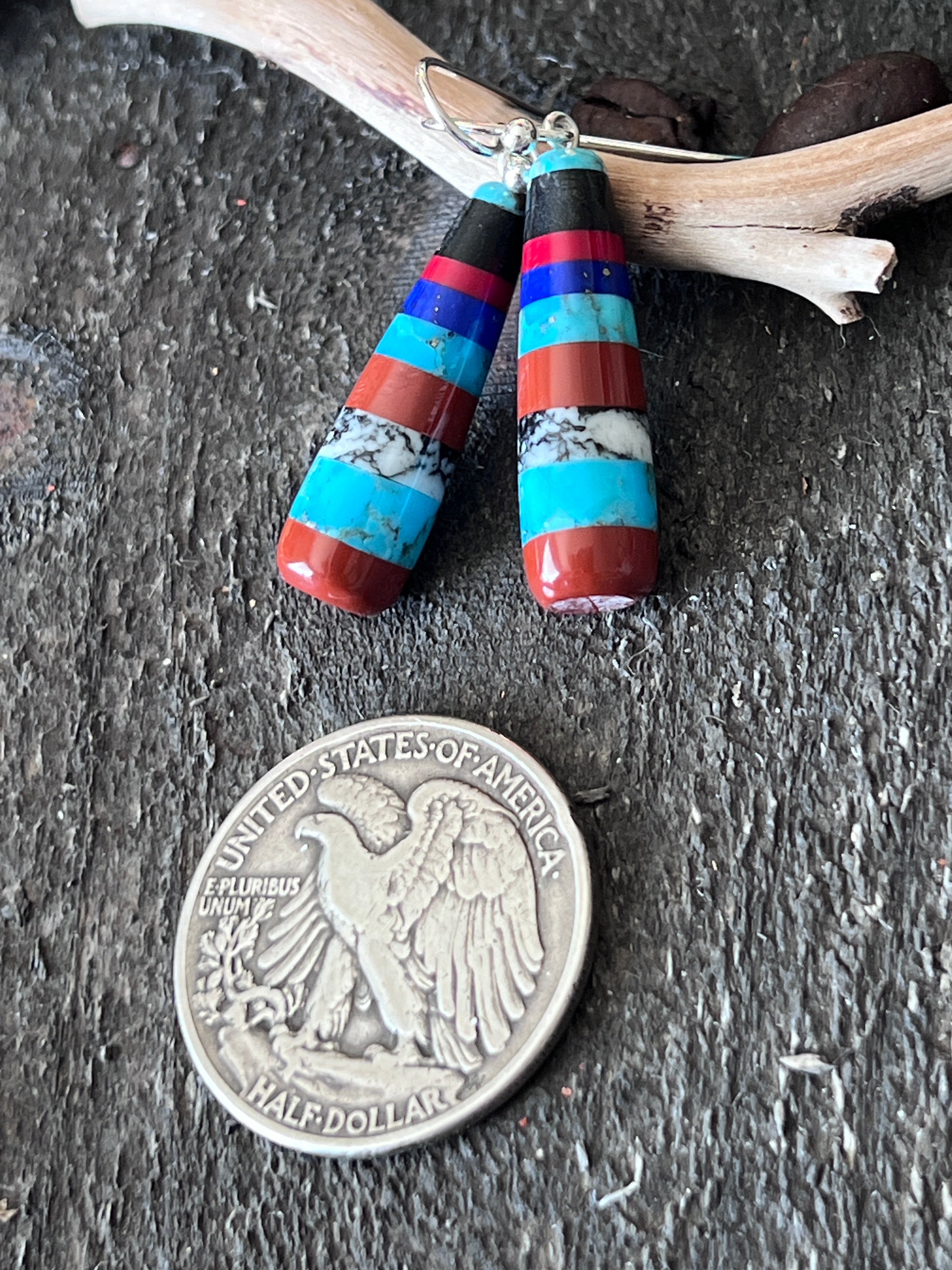 Santo Domingo Layered Multistone Earrings by Ronald Chavez, Stacked Gems #9