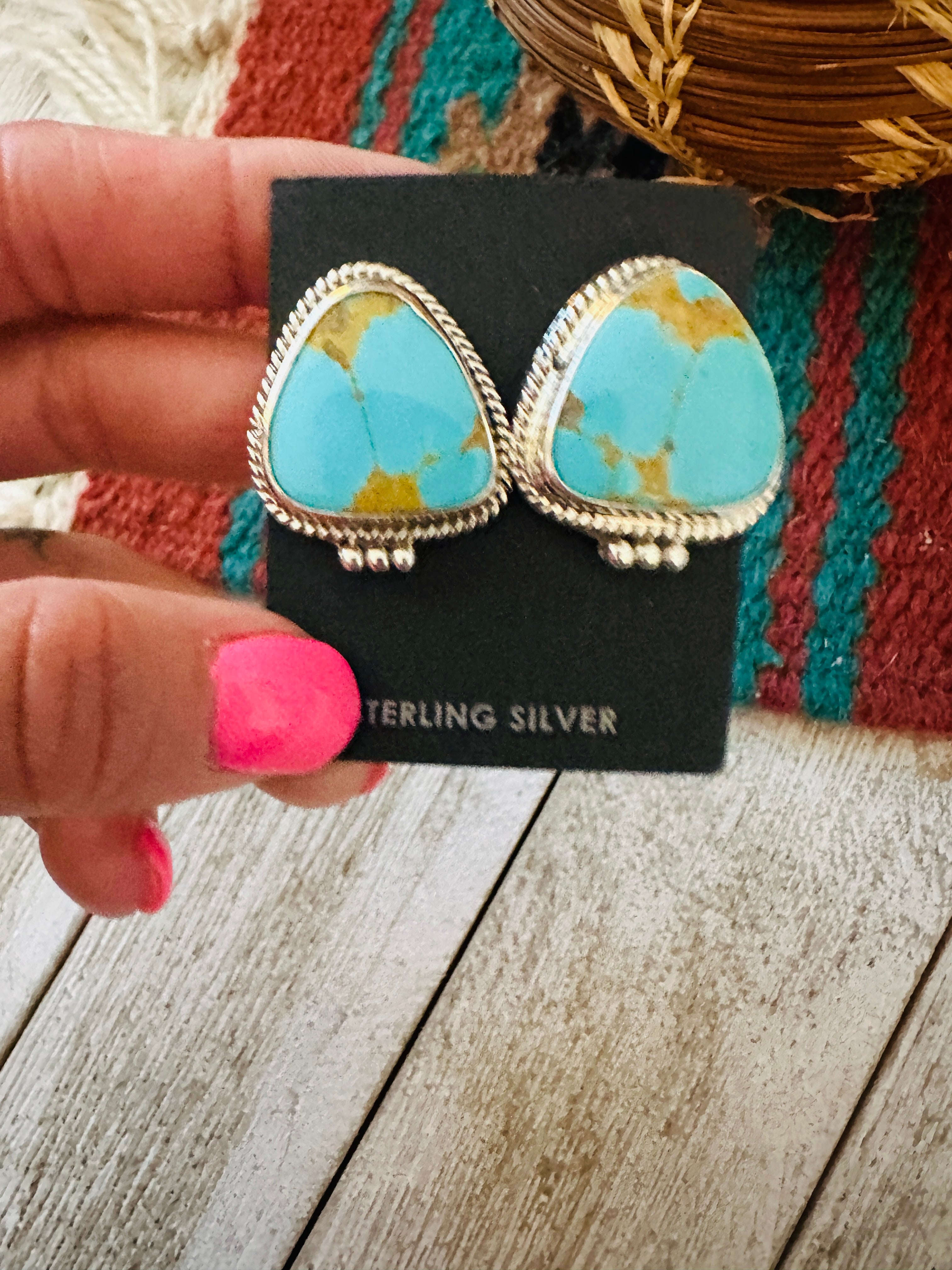 Navajo Turquoise & Sterling Silver Post Earrings