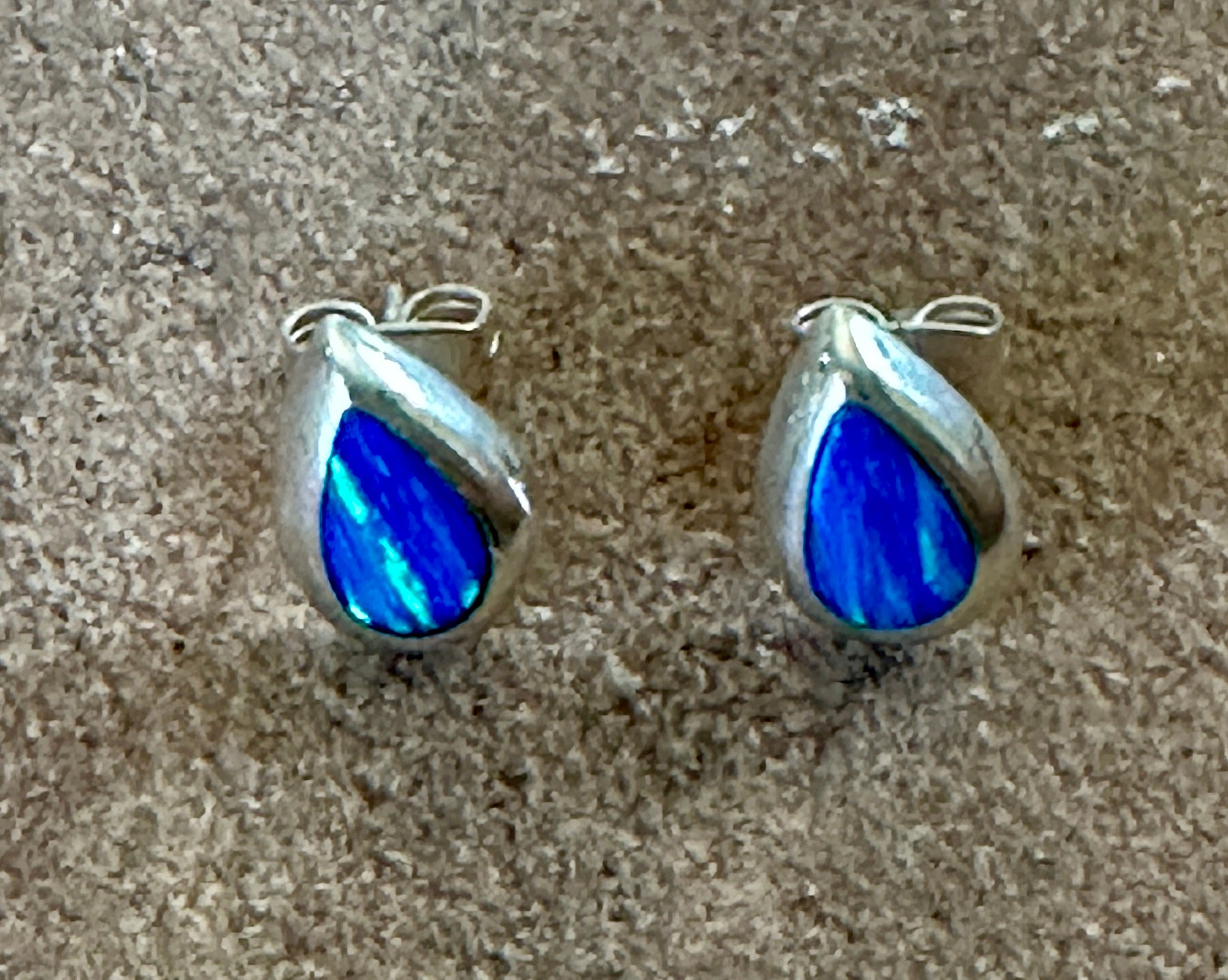 Petite Dark Blue Opal Teardrop Studs