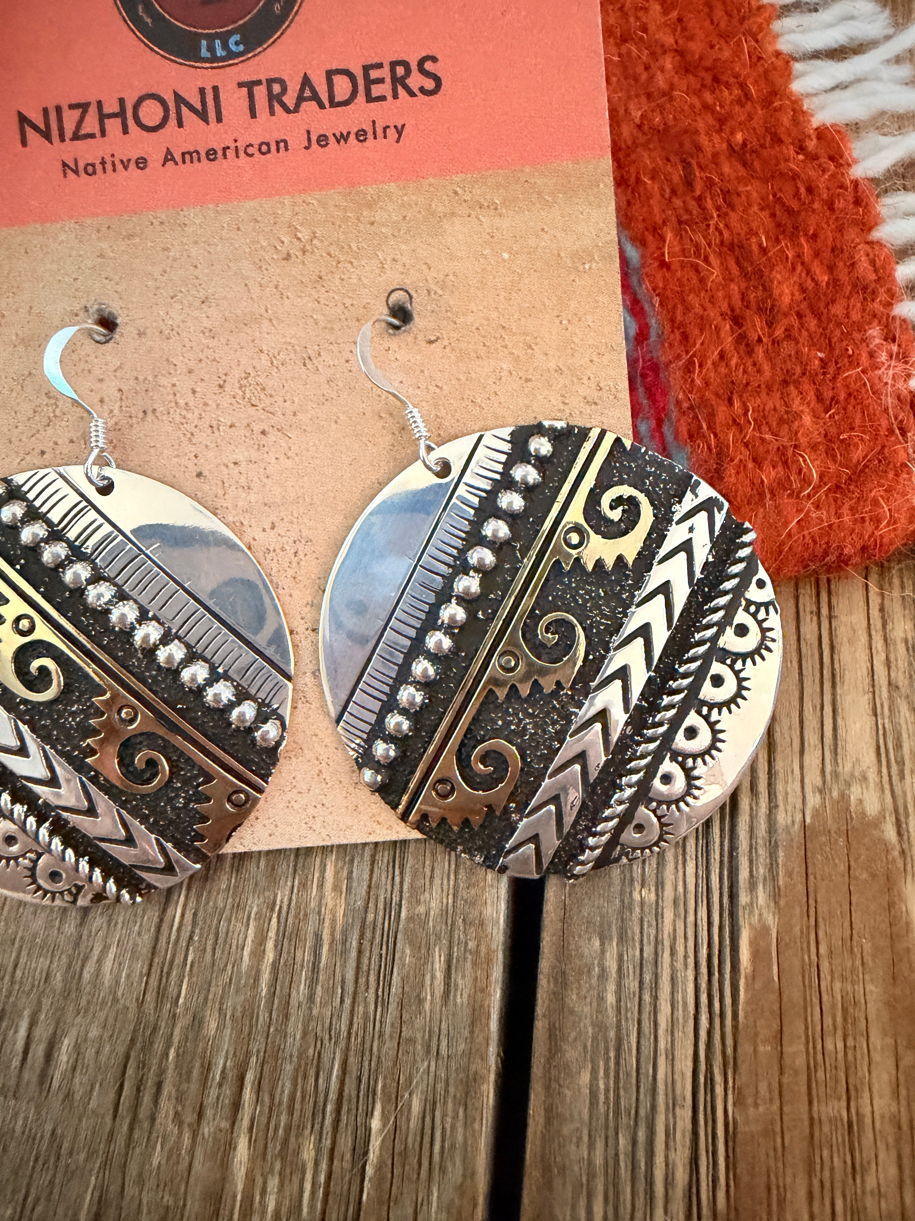 Handcrafted Sterling Silver & Copper Dangle Earrings by Rose Singer