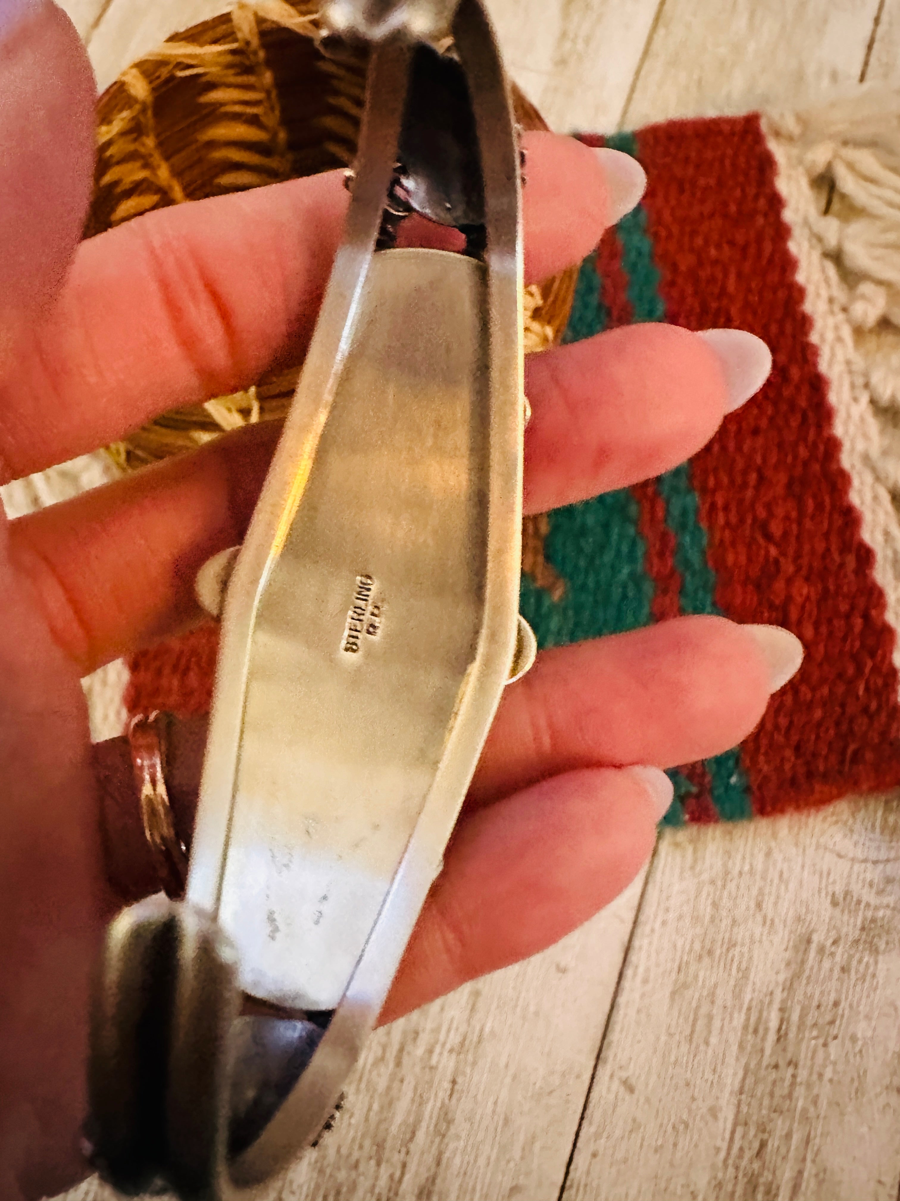 Handcrafted Green Kingman Turquoise & Sterling Silver Cuff Bracelet