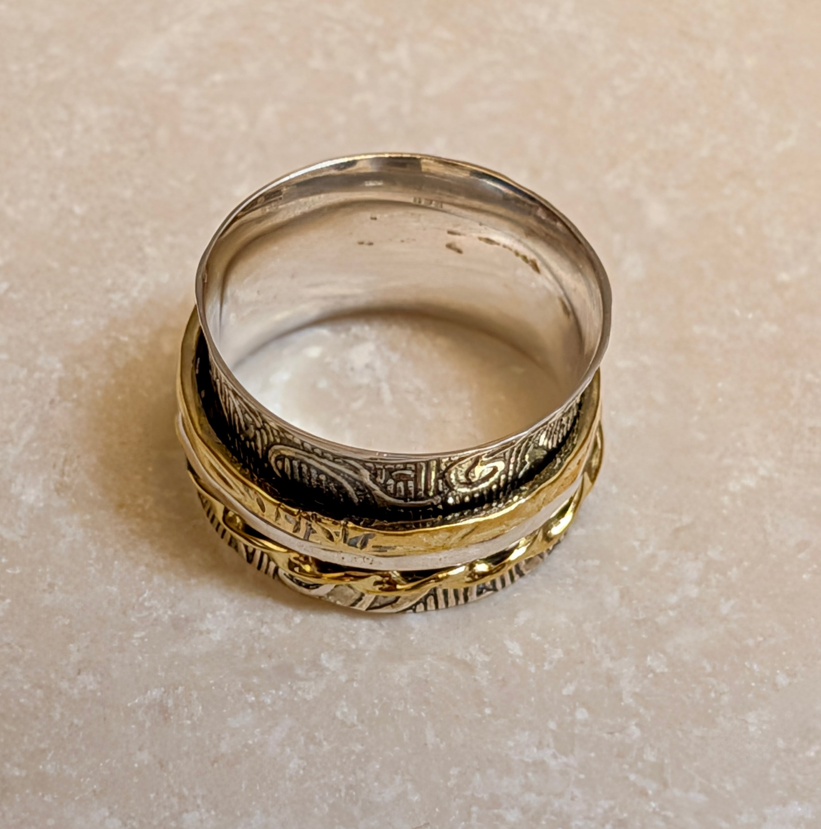 Sterling Silver & 14k Gold Spinner Ring