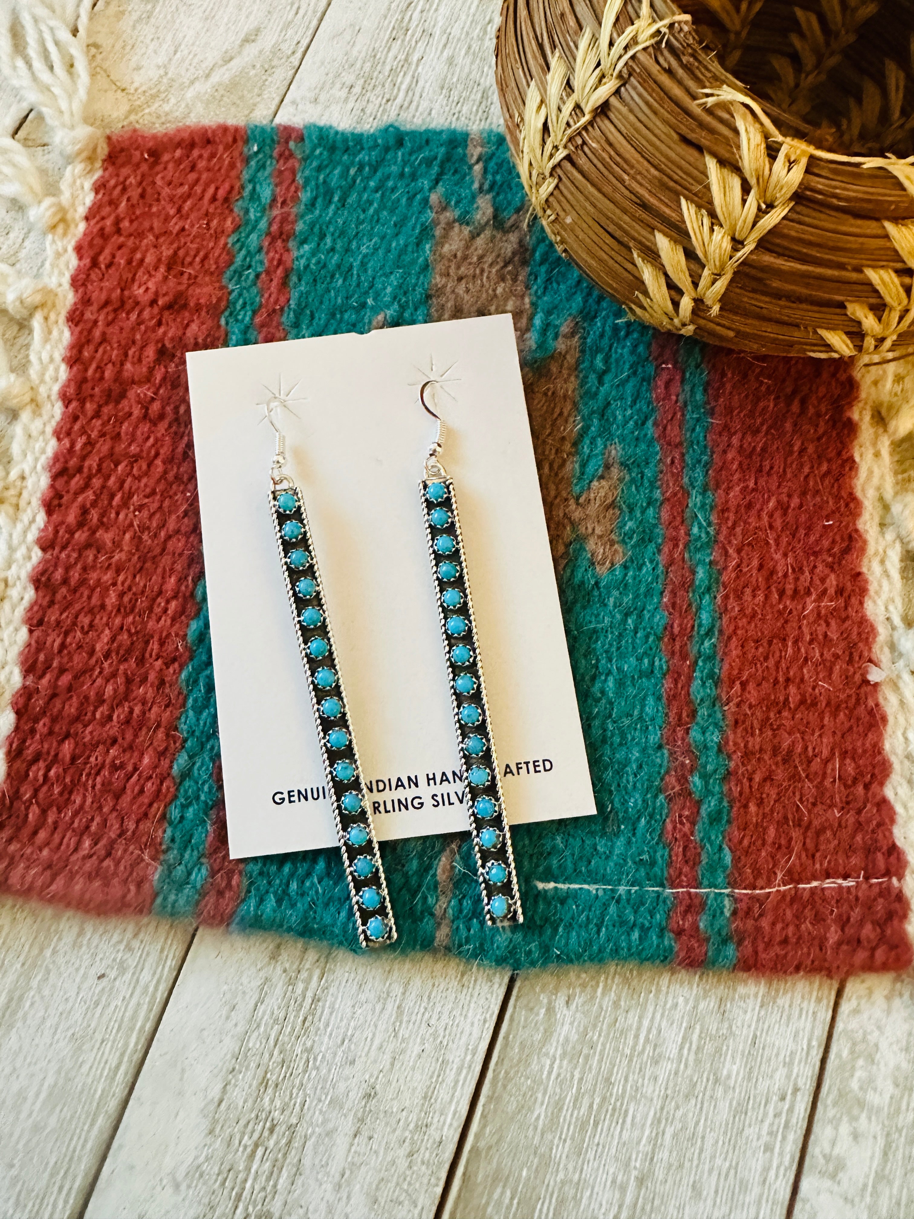 Handcrafted Sterling Silver & Turquoise Snake Eye Dangle Earrings