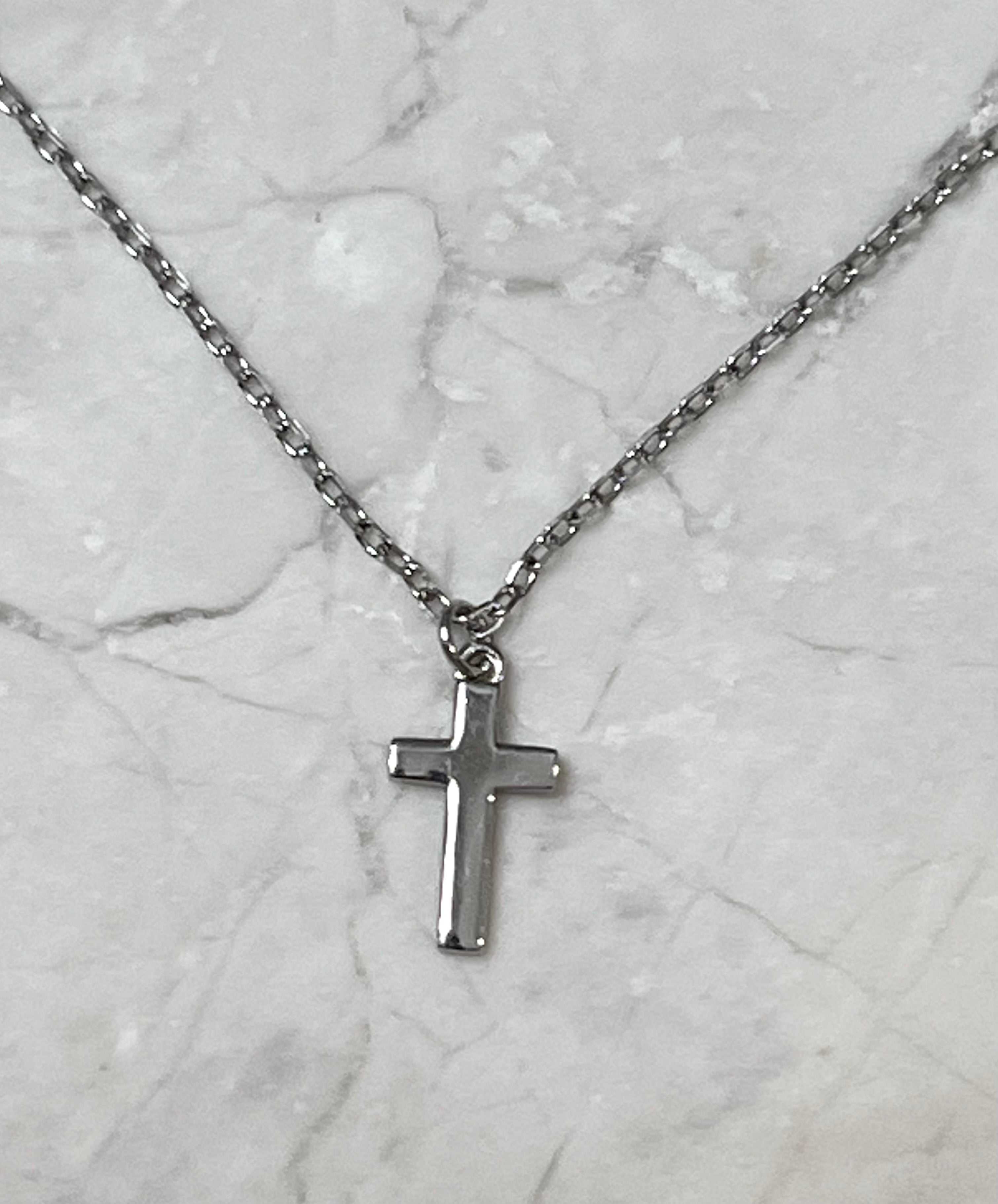 Graceful Sterling Silver Cross Necklace 18”