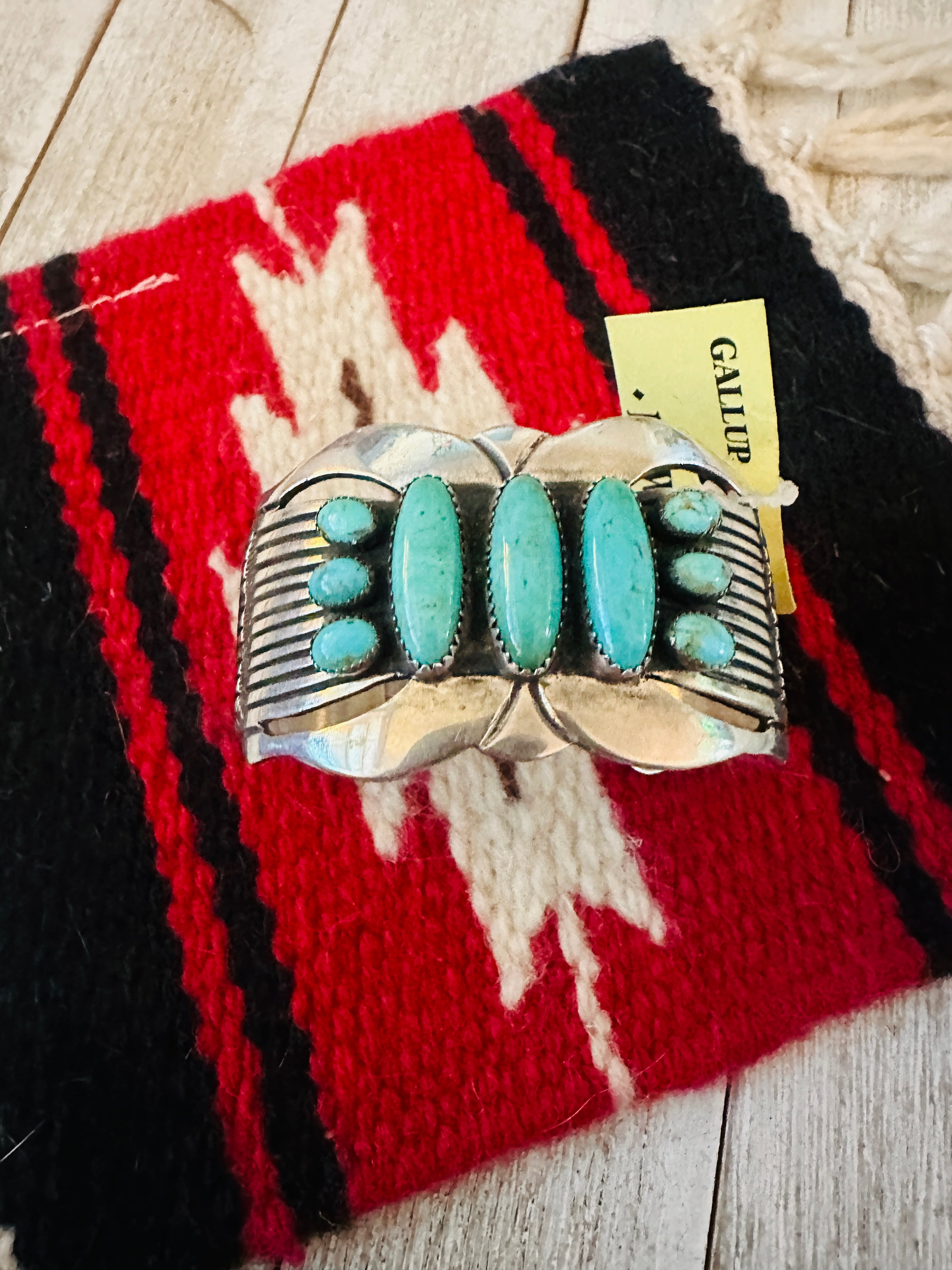 Old Pawn Sterling Silver & Turquoise Cuff Bracelet /