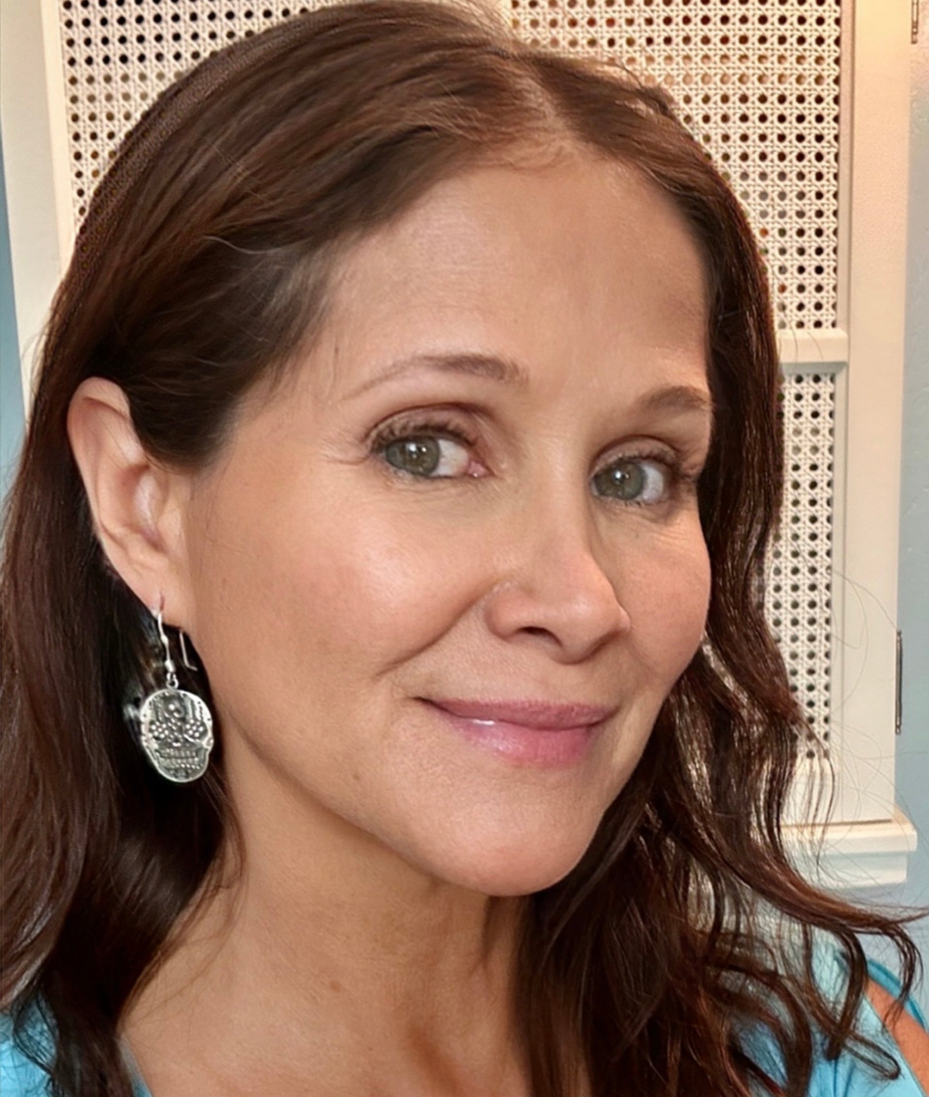 Sugar Skull with Upside Down Heart Sterling Silver Earrings