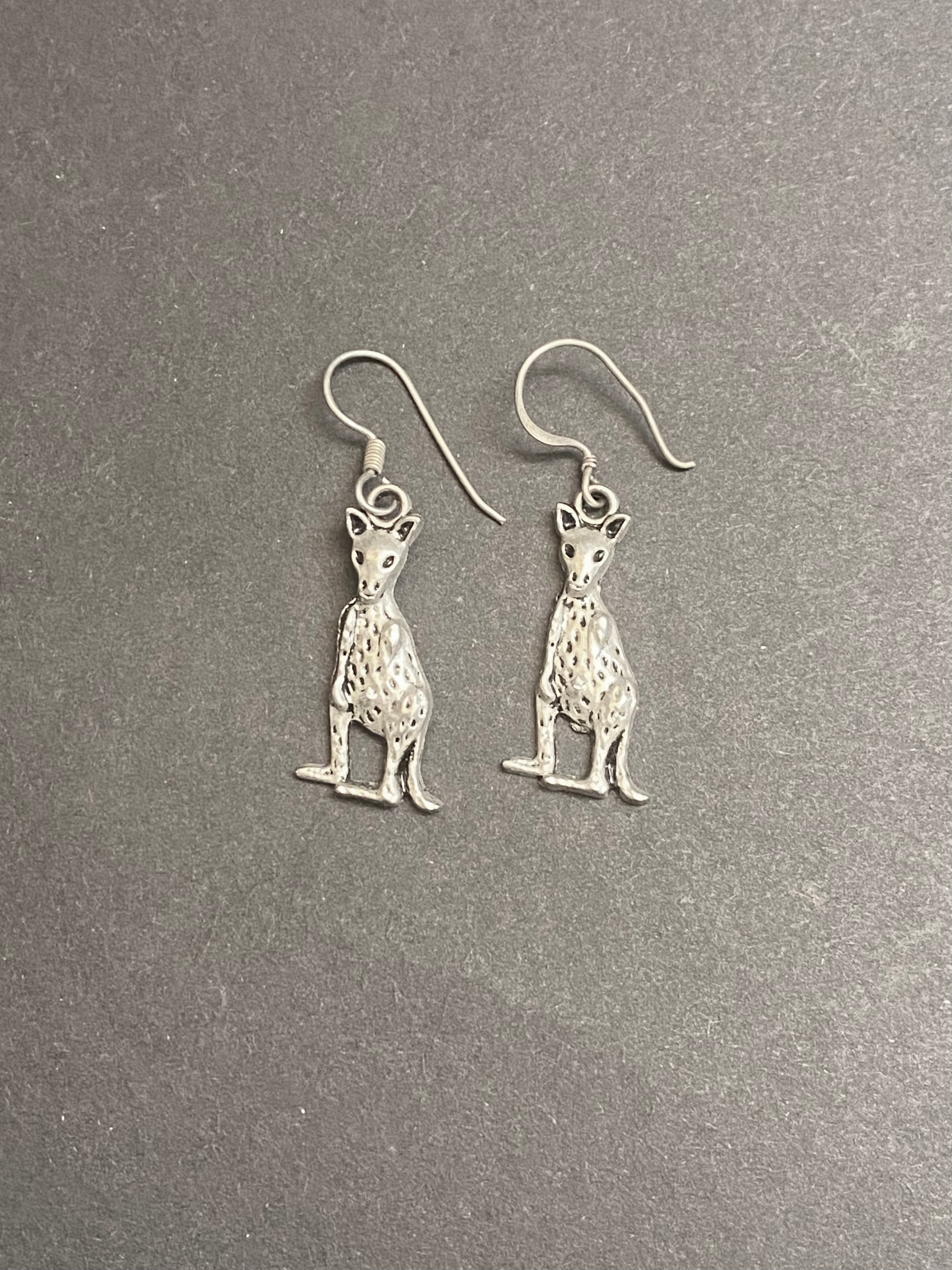 Sterling Silver Bastet Egyptian Cat Dangle Earrings