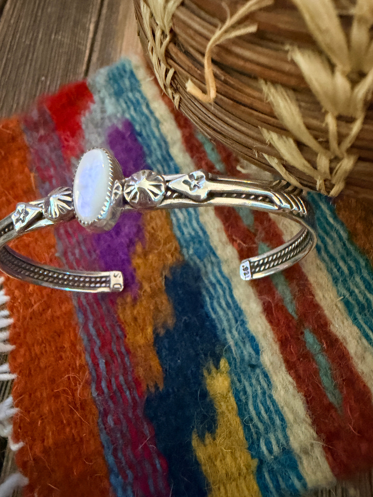 Handcrafted Sterling Silver and Mother of Pearl Cuff Bracelet