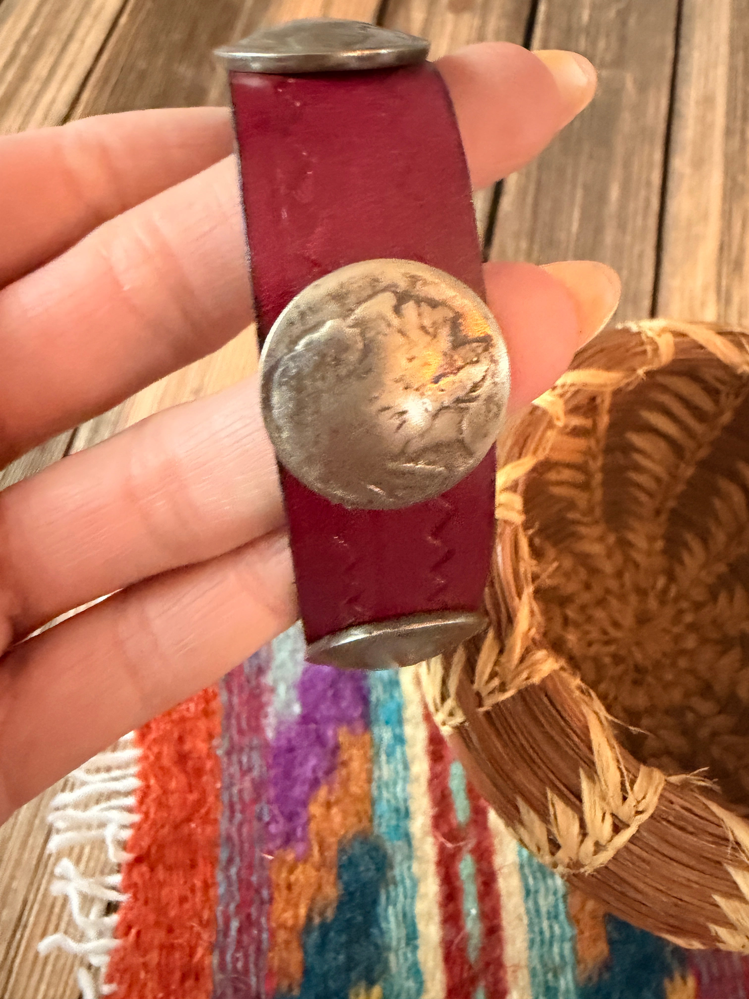 Handcrafted Buffalo Nickel & Leather Bracelet by Buffalo Dancer