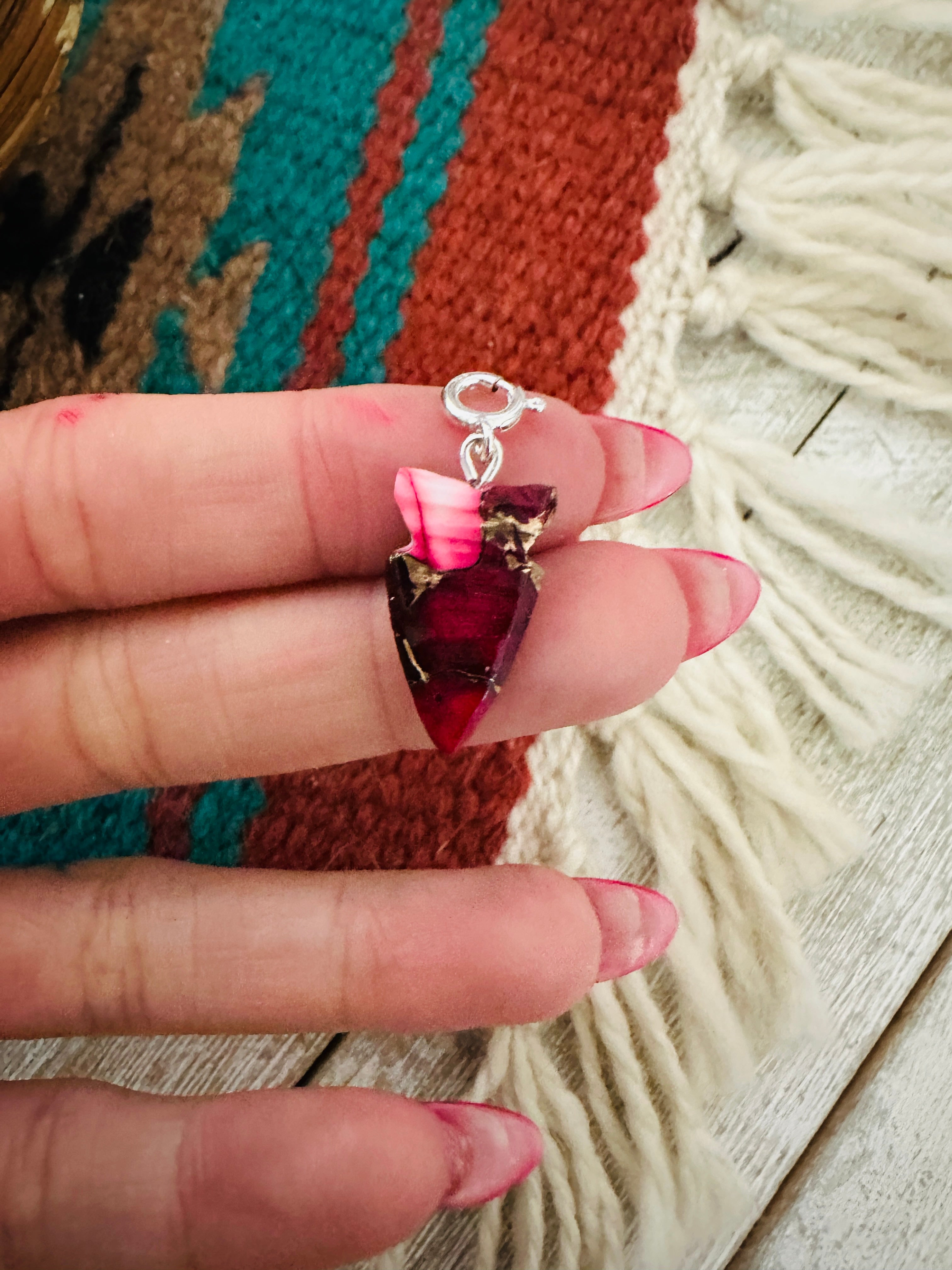 Handcrafted & Hand Carved Rose Dahlia Arrowhead Charm