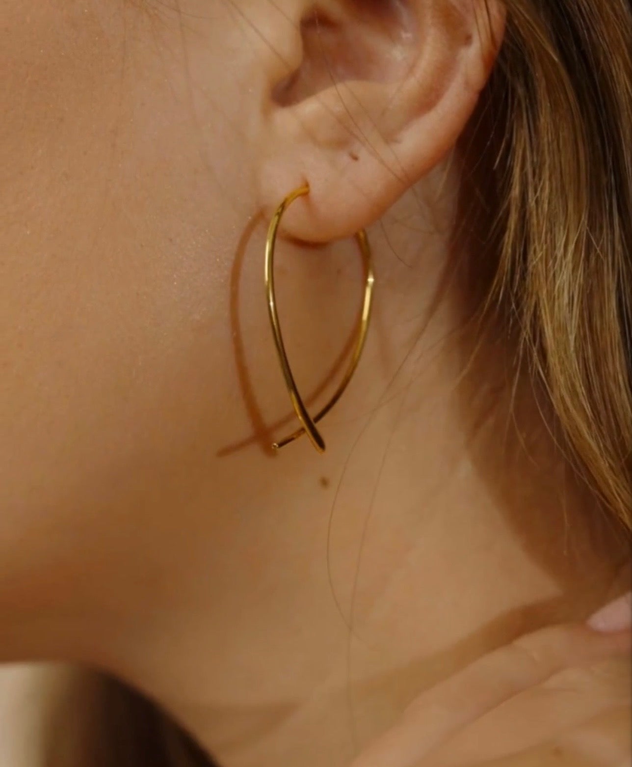 Delicate Gold Plated Threader Hoop Earrings