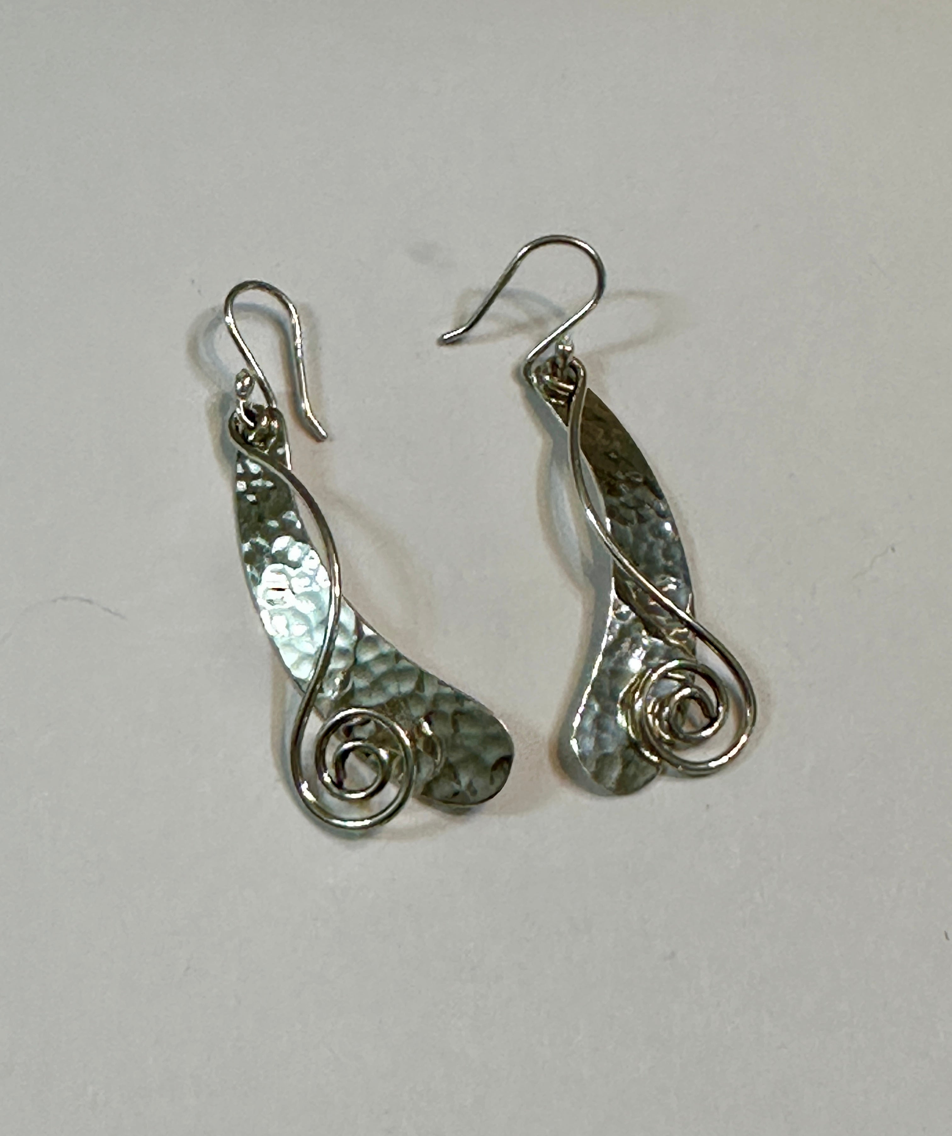 Hammered Swoop Earrings w/ Swirl