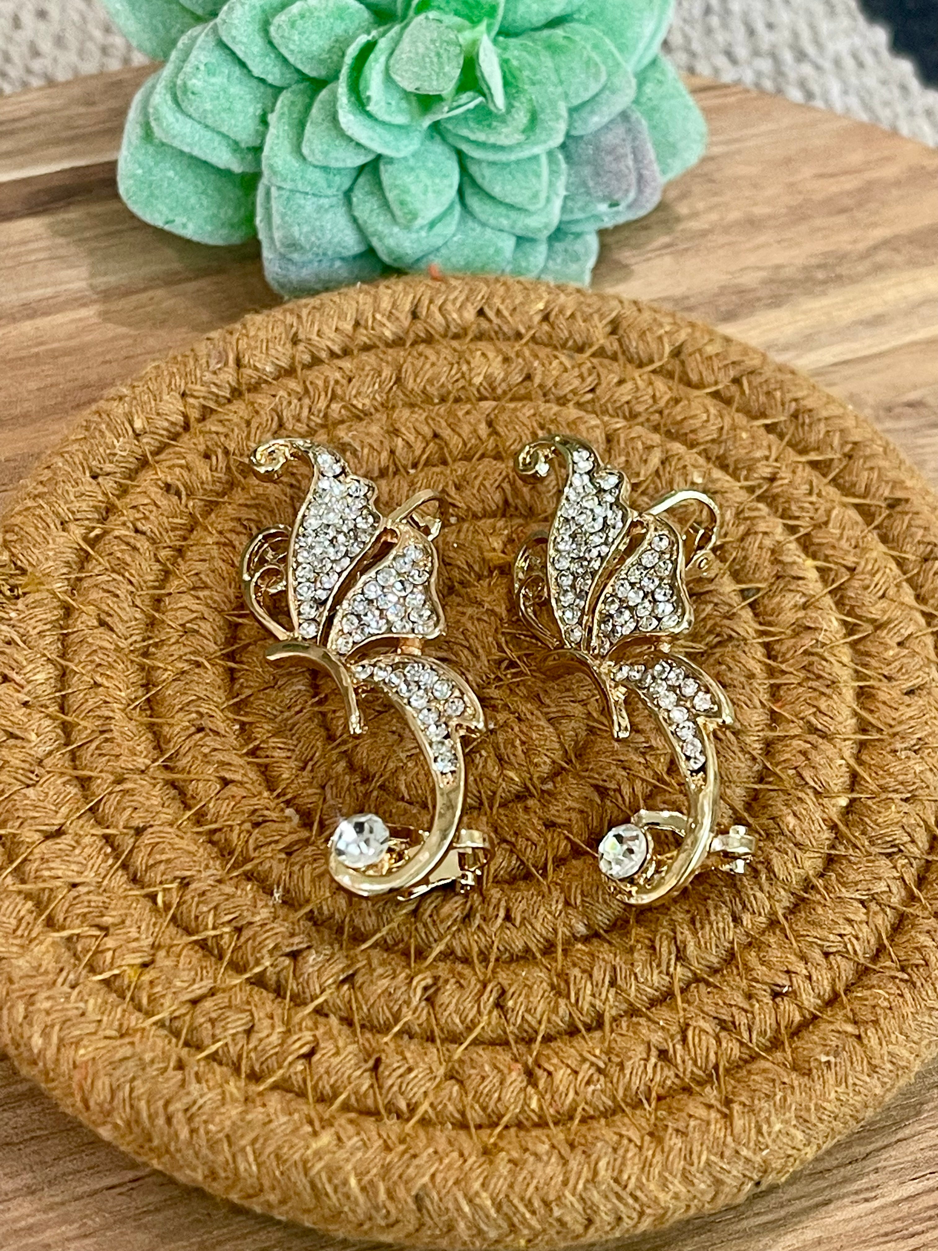 Vintage Gold Plated Clip On Earrings
