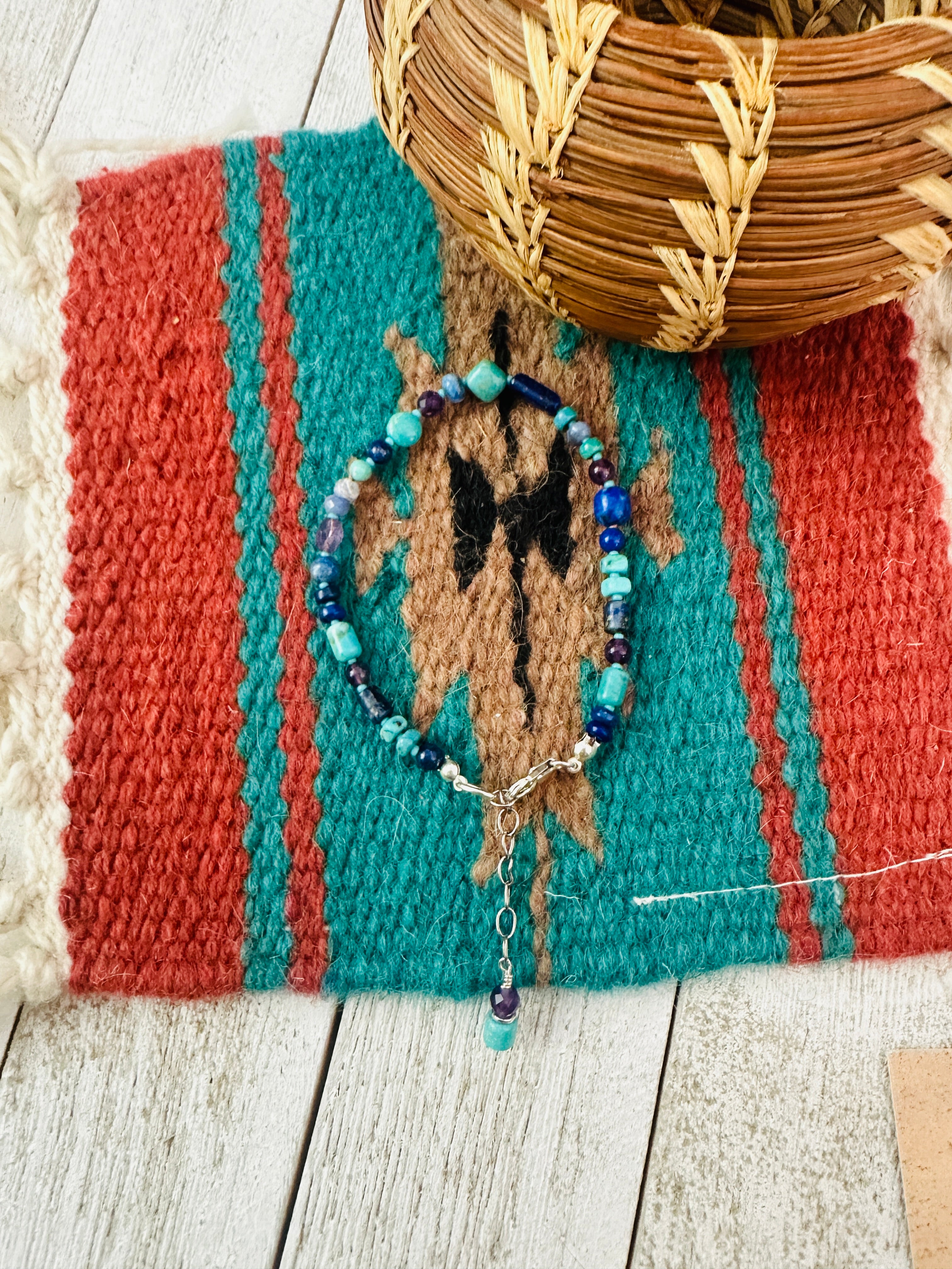 Handcrafted Multi Stone & Sterling Silver Beaded Bracelet