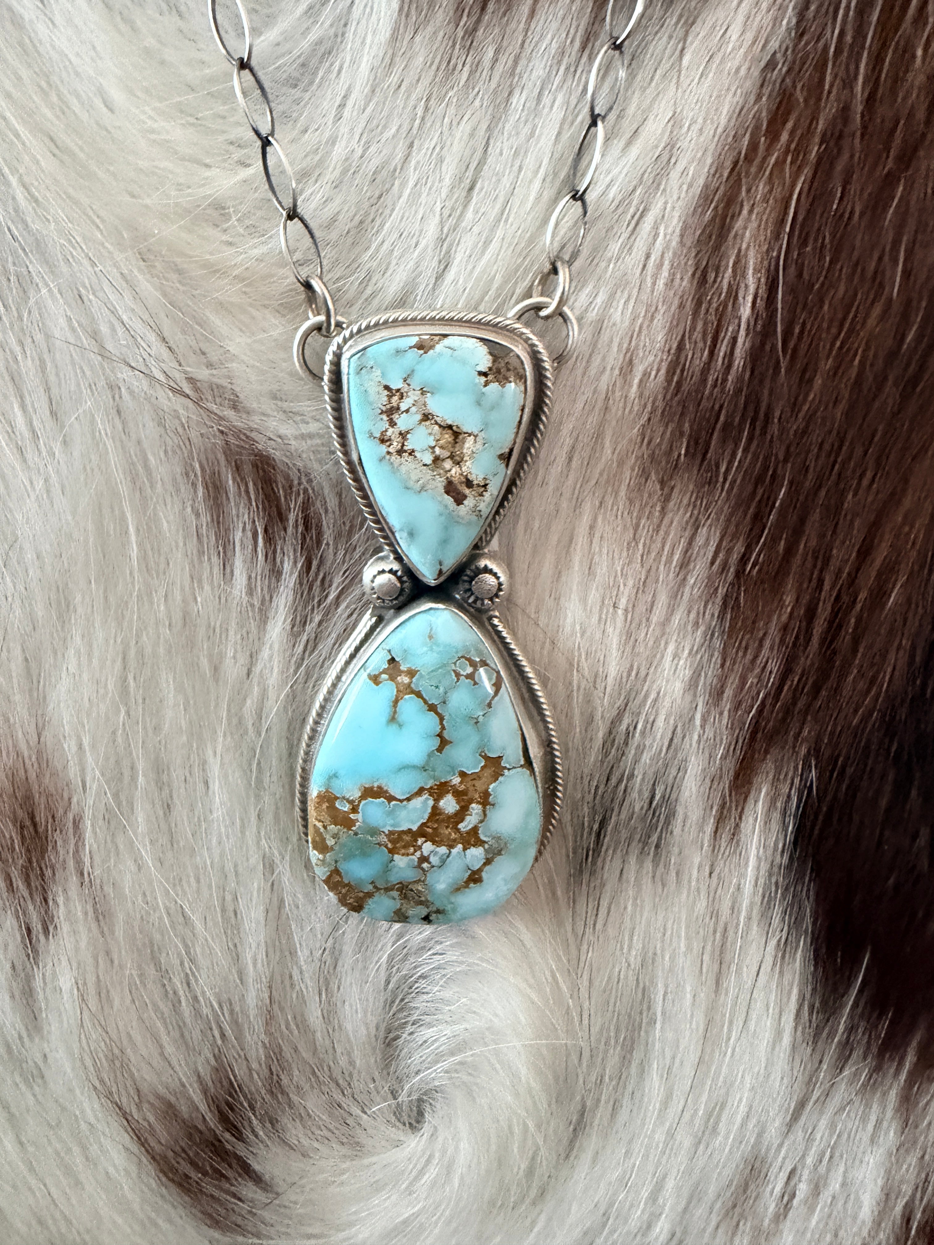 Handcrafted Dry Creek Turquoise & Sterling Silver Necklace by Joelias Draper